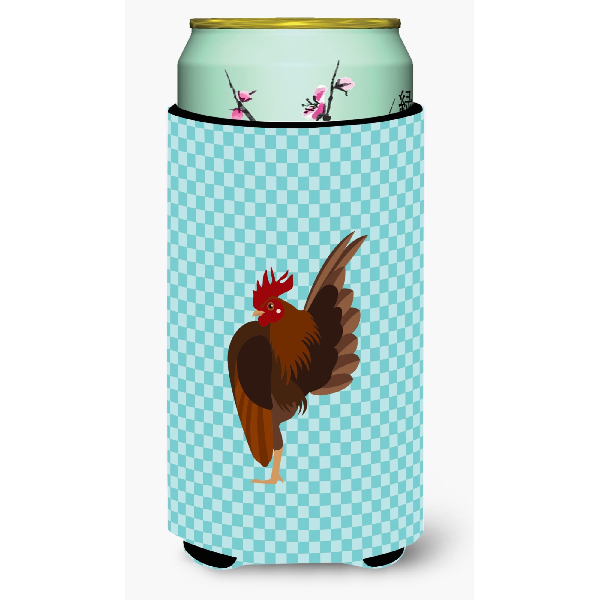 &quotCaroline's Treasures Malaysian Serama Chicken Blue Check Decorative Can Hugger, Tall Boy, Multicolor"