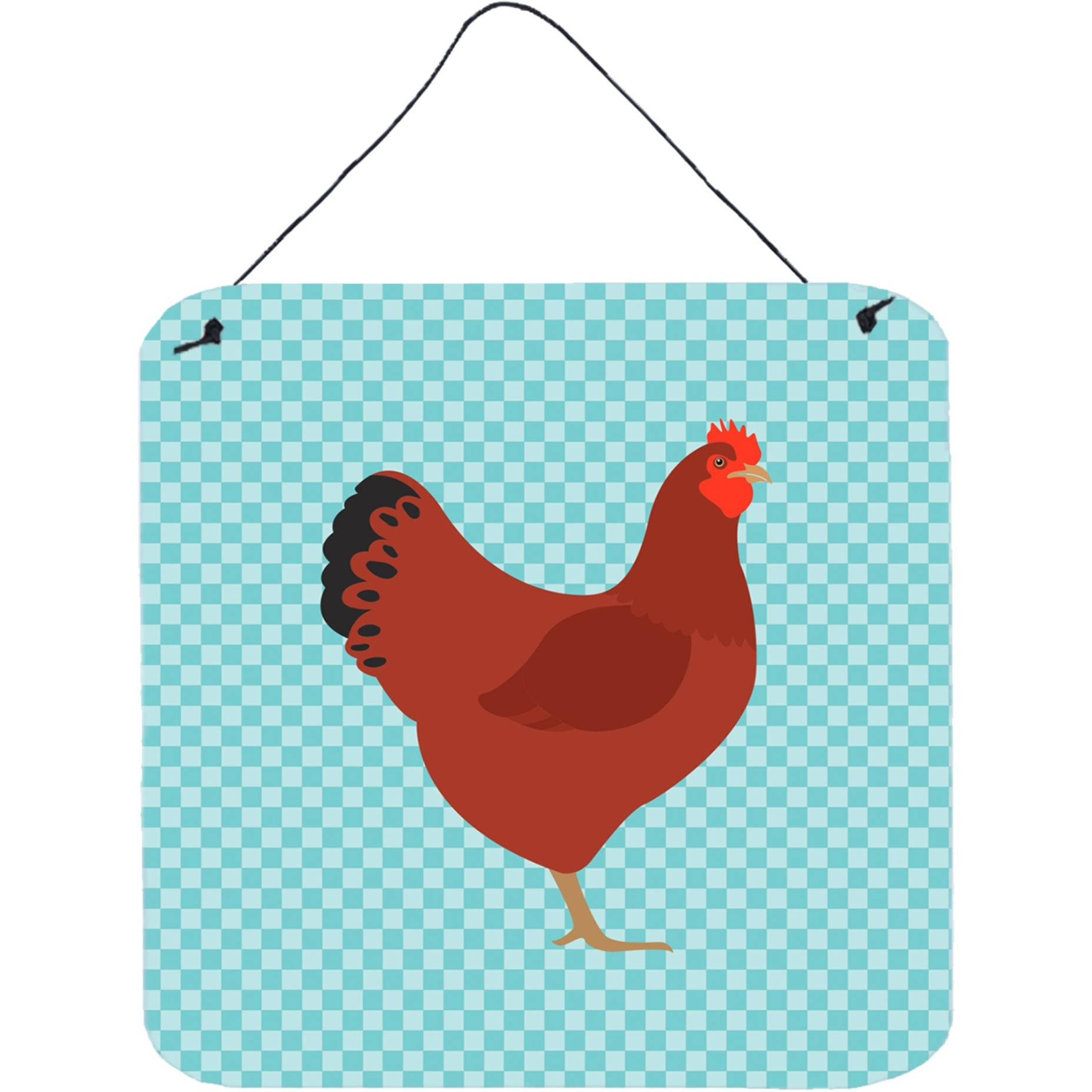 &quotCaroline's Treasures Blue New Hampshire Red Chicken Check Metal Print, 6"" H x 6"" W"