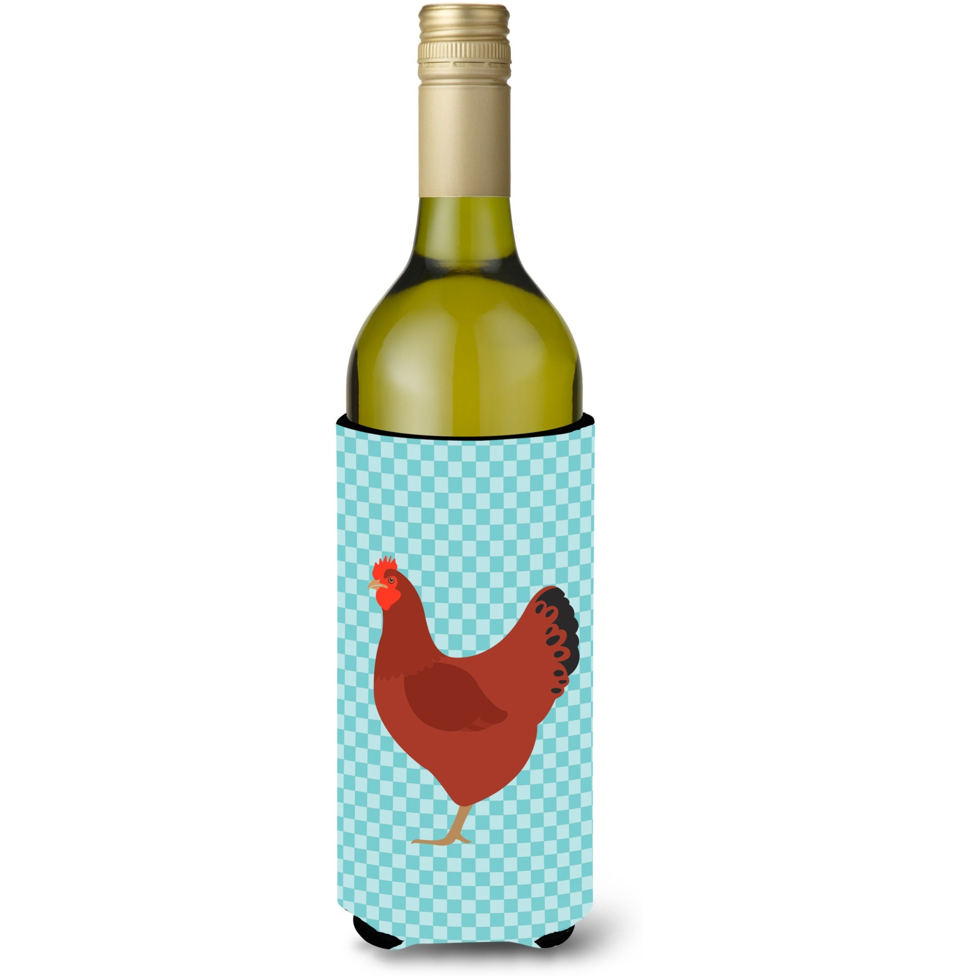 &quotCaroline's Treasures New Hampshire Red Chicken Blue Check Decorative Bottle Hugger, 750 ml, Multicolor"