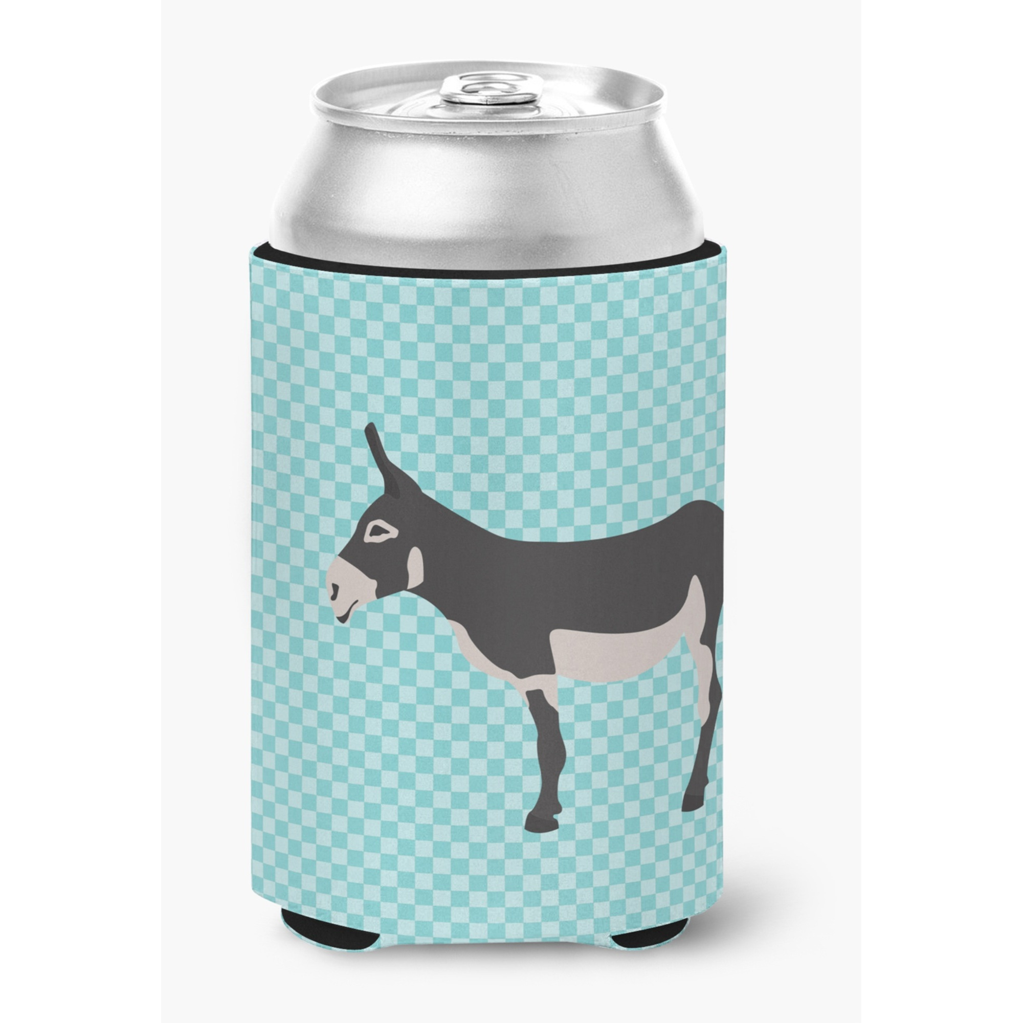 &quotCaroline's Treasures American Mammoth Jack Donkey Blue Check Decorative Can Hugger, Multicolor"