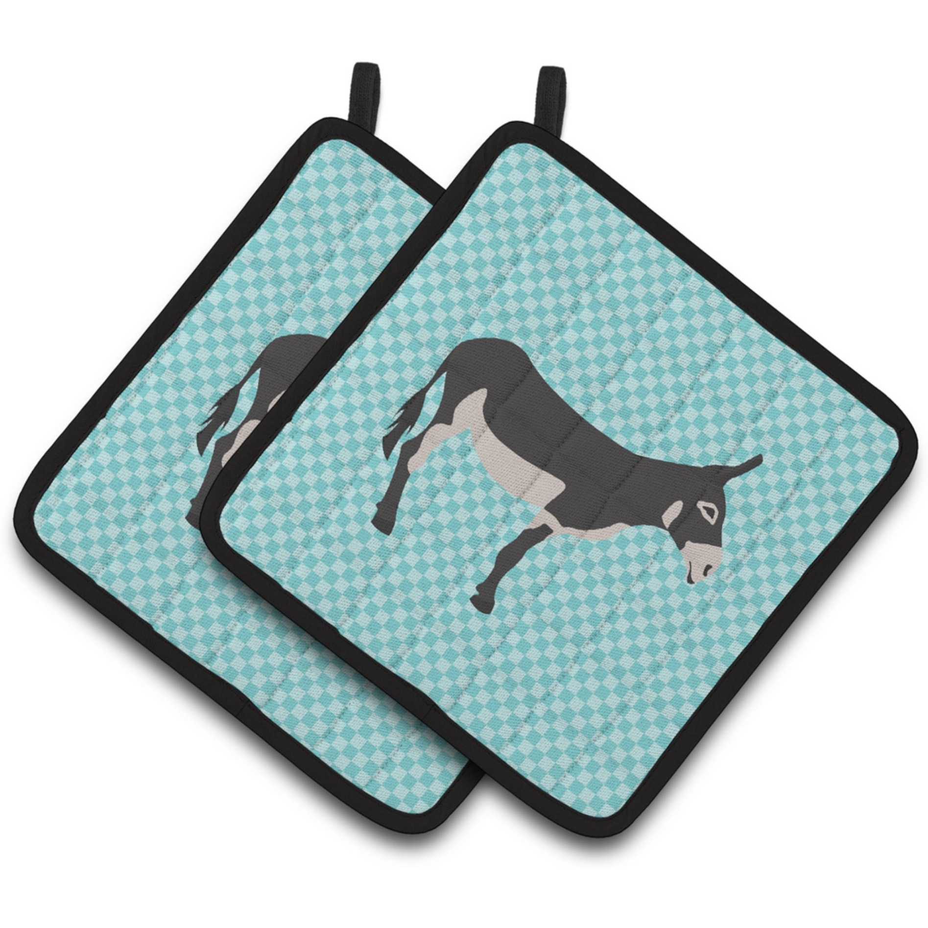 &quotCaroline's Treasures American Mammoth Jack Donkey Blue Check Decorated Pot Holder, 7.5"" x 7.5"""