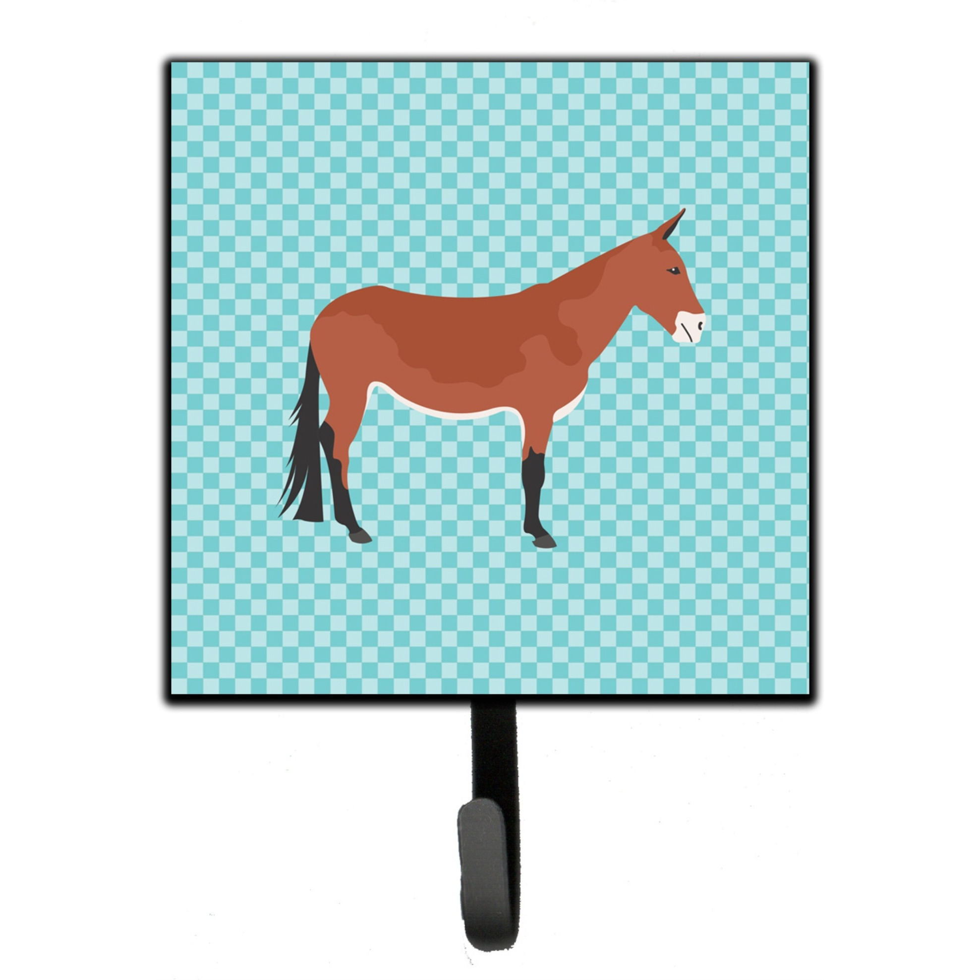 &quotCaroline's Treasures Mule Blue Check Wall Hook, Small, Multicolor"