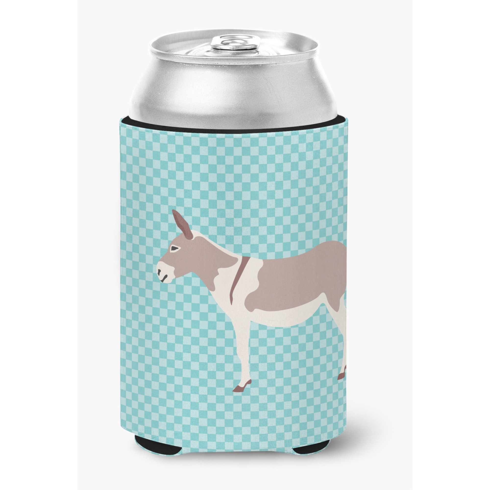 &quotCaroline's Treasures Australian Teamster Donkey Blue Check Decorative Can Hugger, Multicolor"
