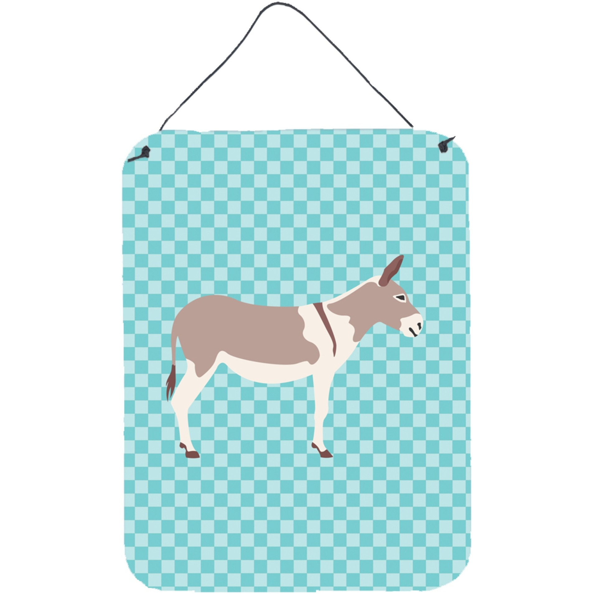 &quotCaroline's Treasures Australian Teamster Donkey Blue Check Metal Print, 16hx12w, Multicolor"