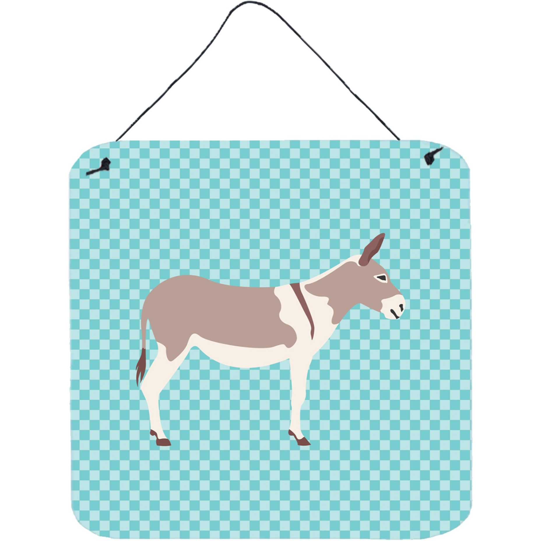&quotCaroline's Treasures Blue Australian Teamster Donkey Check Metal Print, 6"" H x 6"" W"