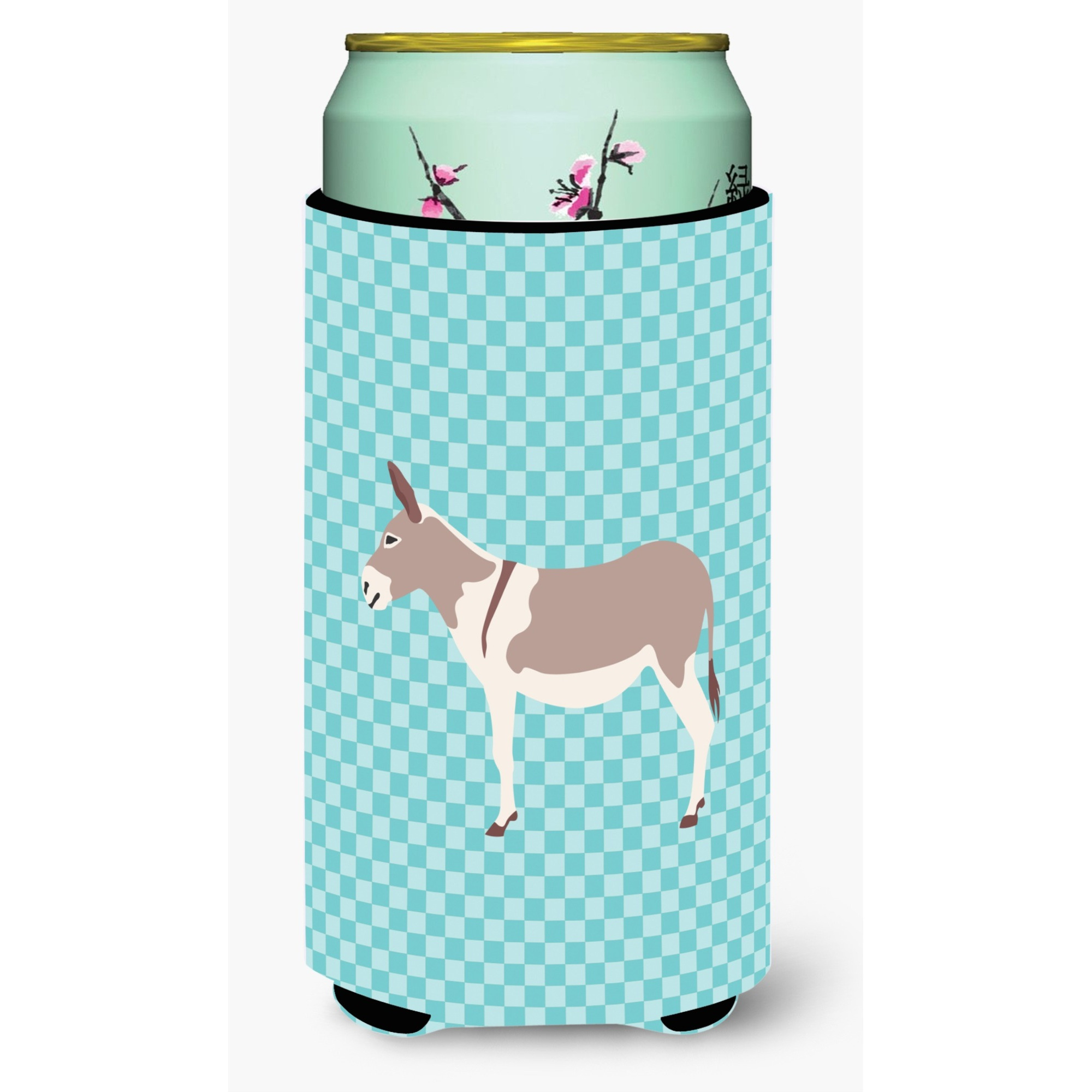 &quotCaroline's Treasures Australian Teamster Donkey Blue Check Decorative Can Hugger, Tall Boy, Multicolor"