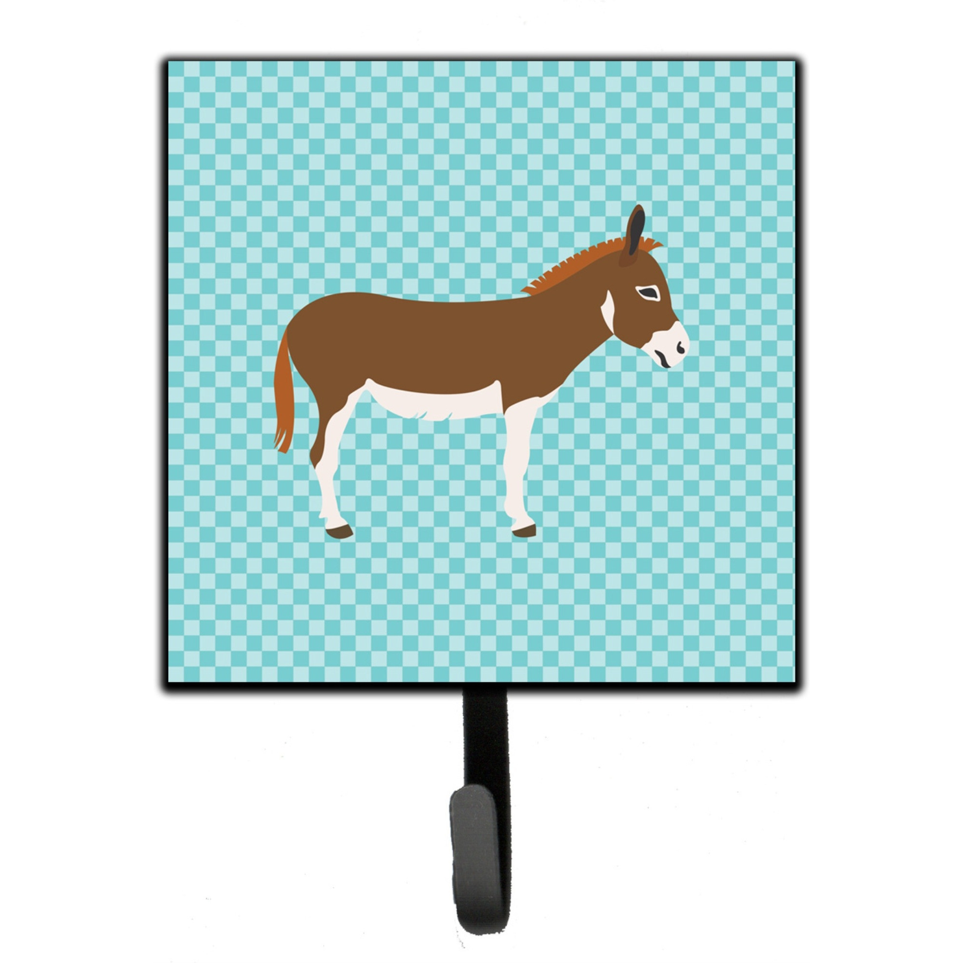 &quotCaroline's Treasures Blue Check Miniature Mediterranian Donkey Wall Hook, Small, Multicolor"