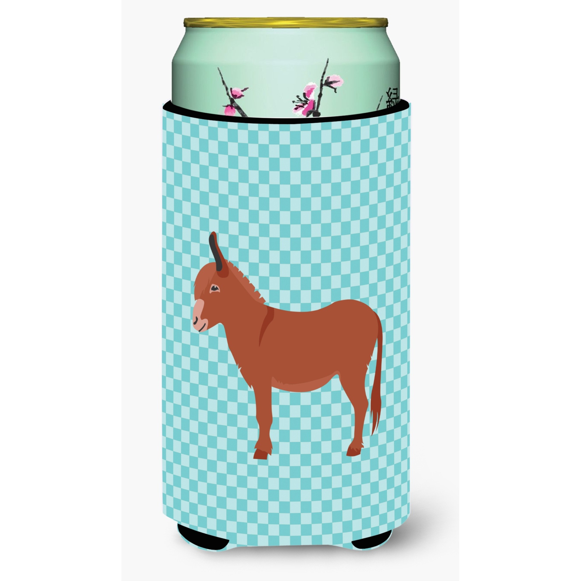&quotCaroline's Treasures Irish Donkey Blue Check Decorative Can Hugger, Tall Boy, Multicolor"