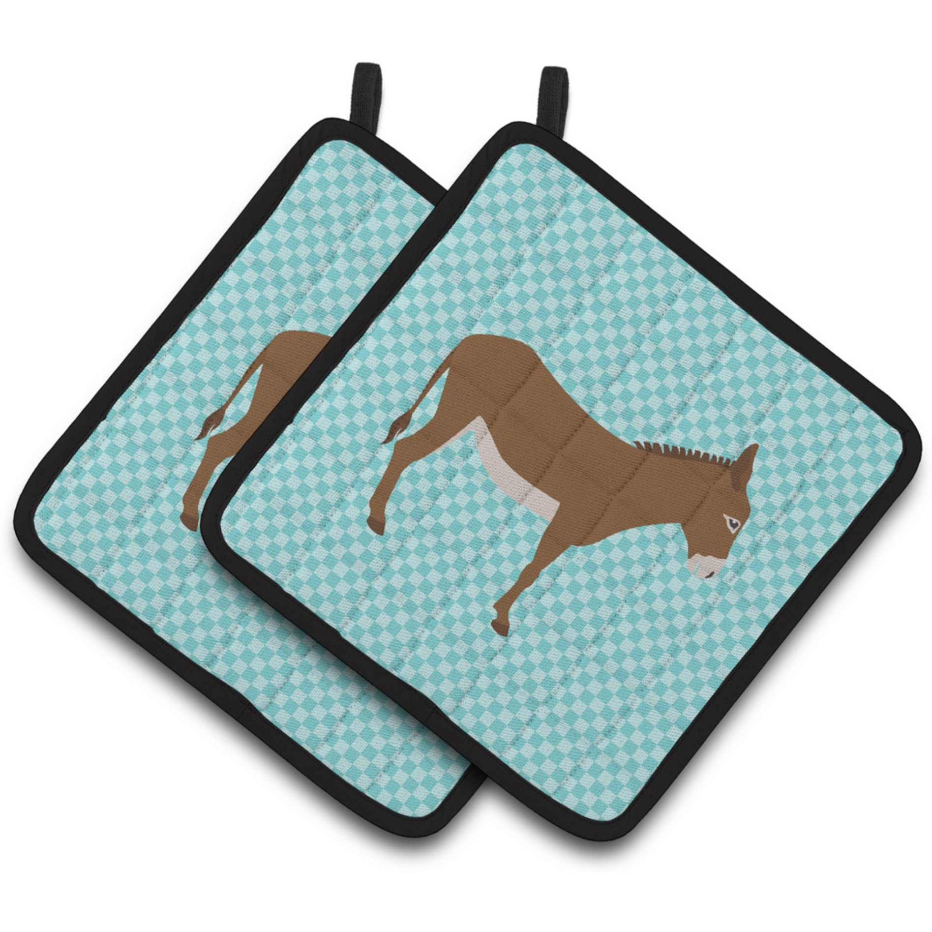 &quotCaroline's Treasures Cotentin Donkey Blue Check Decorated Pot Holder, 7.5"" x 7.5"""