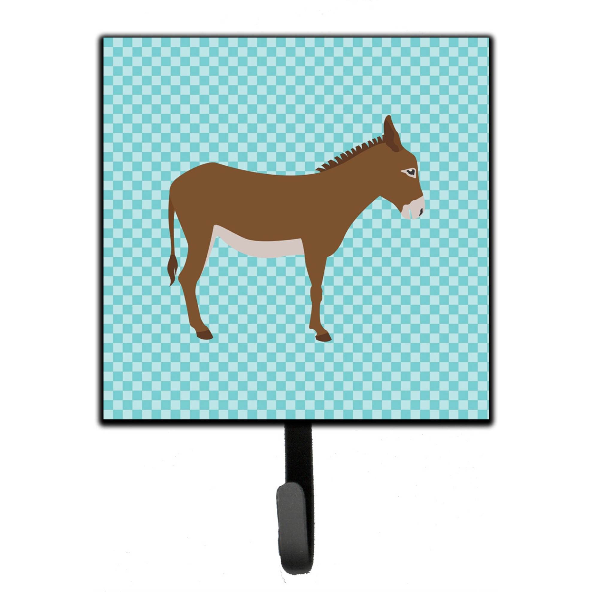&quotCaroline's Treasures Cotentin Donkey Blue Check Wall Hook, Small, Multicolor"