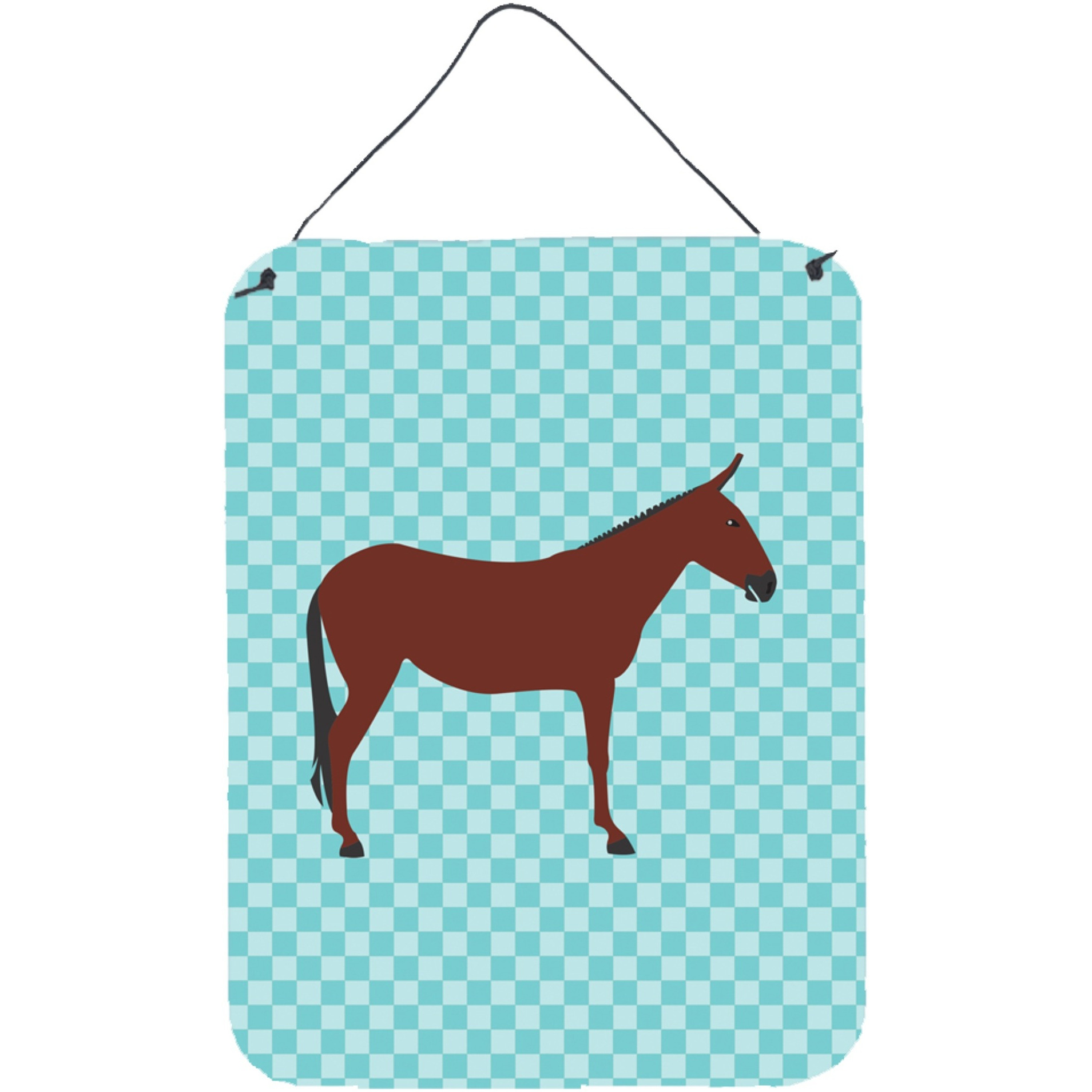 &quotCaroline's Treasures Hinny Horse Donkey Blue Check Metal Print, 16hx12w, Multicolor"