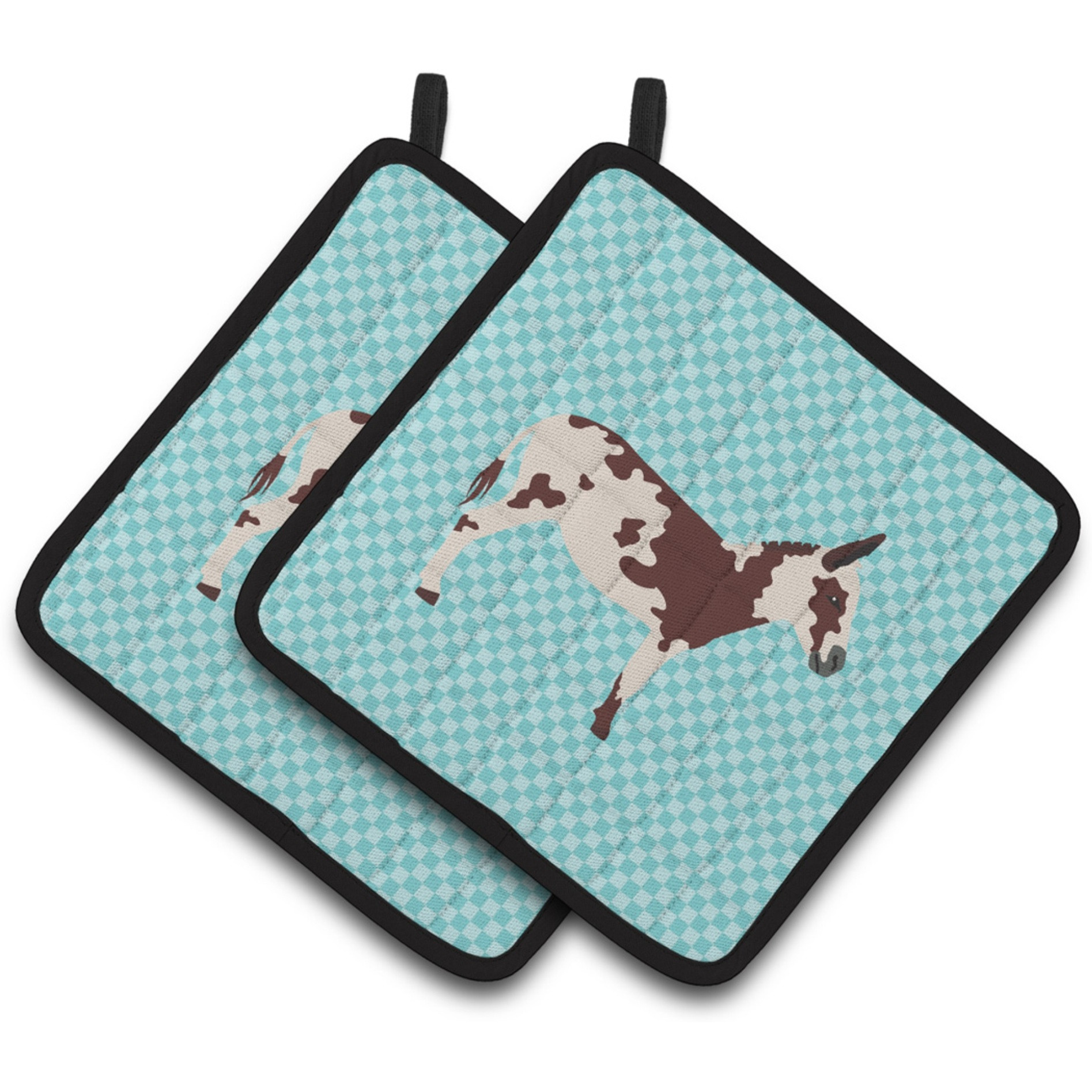 &quotCaroline's Treasures American Spotted Donkey Blue Check Decorated Pot Holder, 7.5"" x 7.5"""