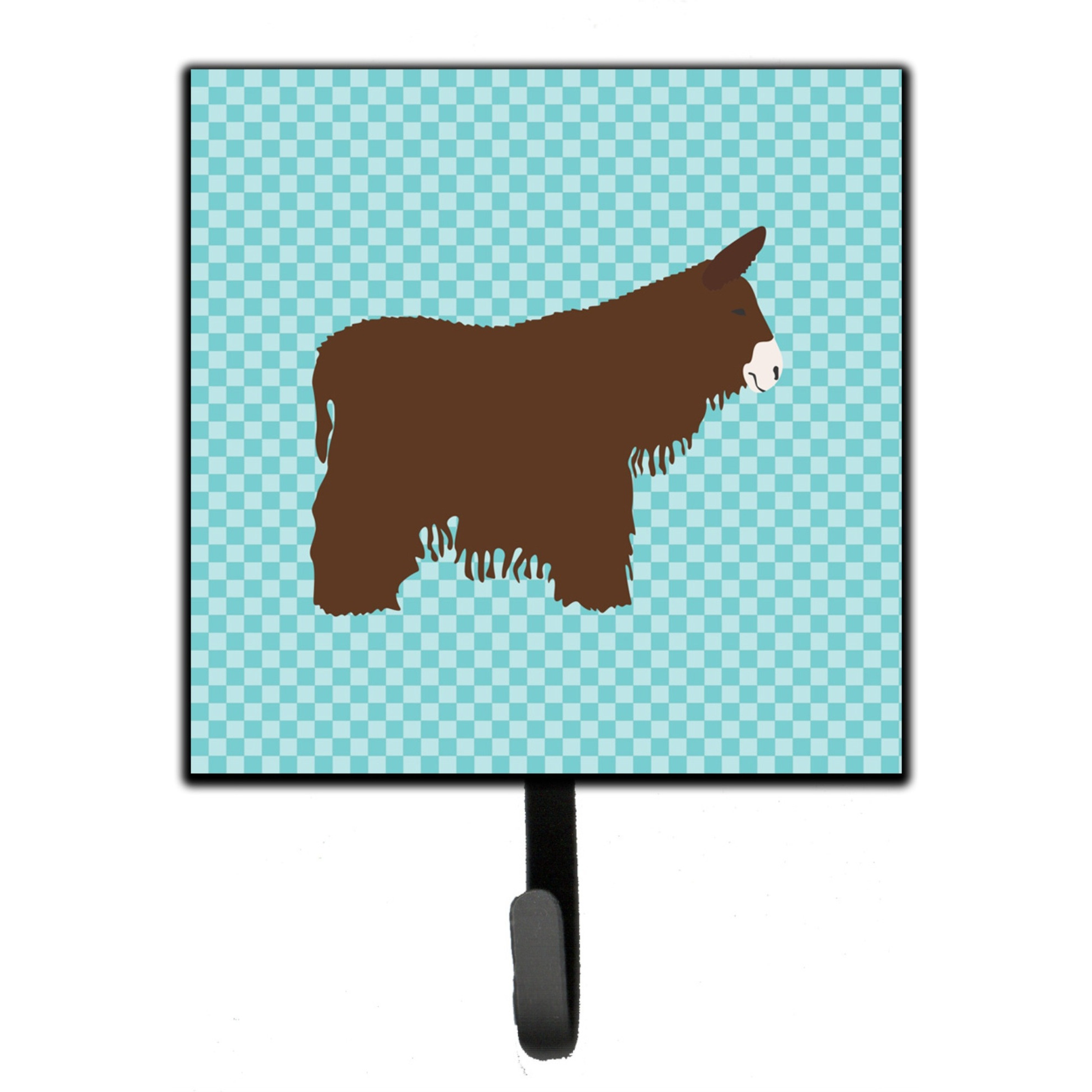 &quotCaroline's Treasures Poitou Poiteuin Donkey Blue Check Wall Hook, Small, Multicolor"