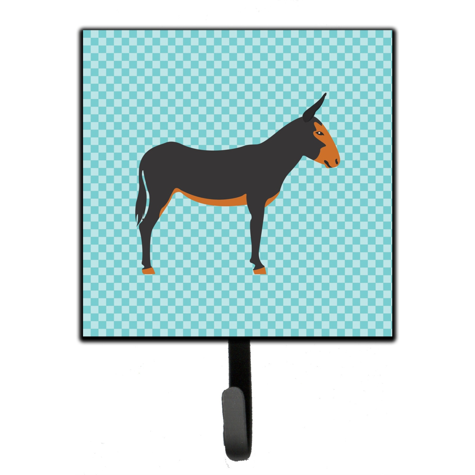 &quotCaroline's Treasures Catalan Donkey Blue Check Wall Hook, Small, Multicolor"