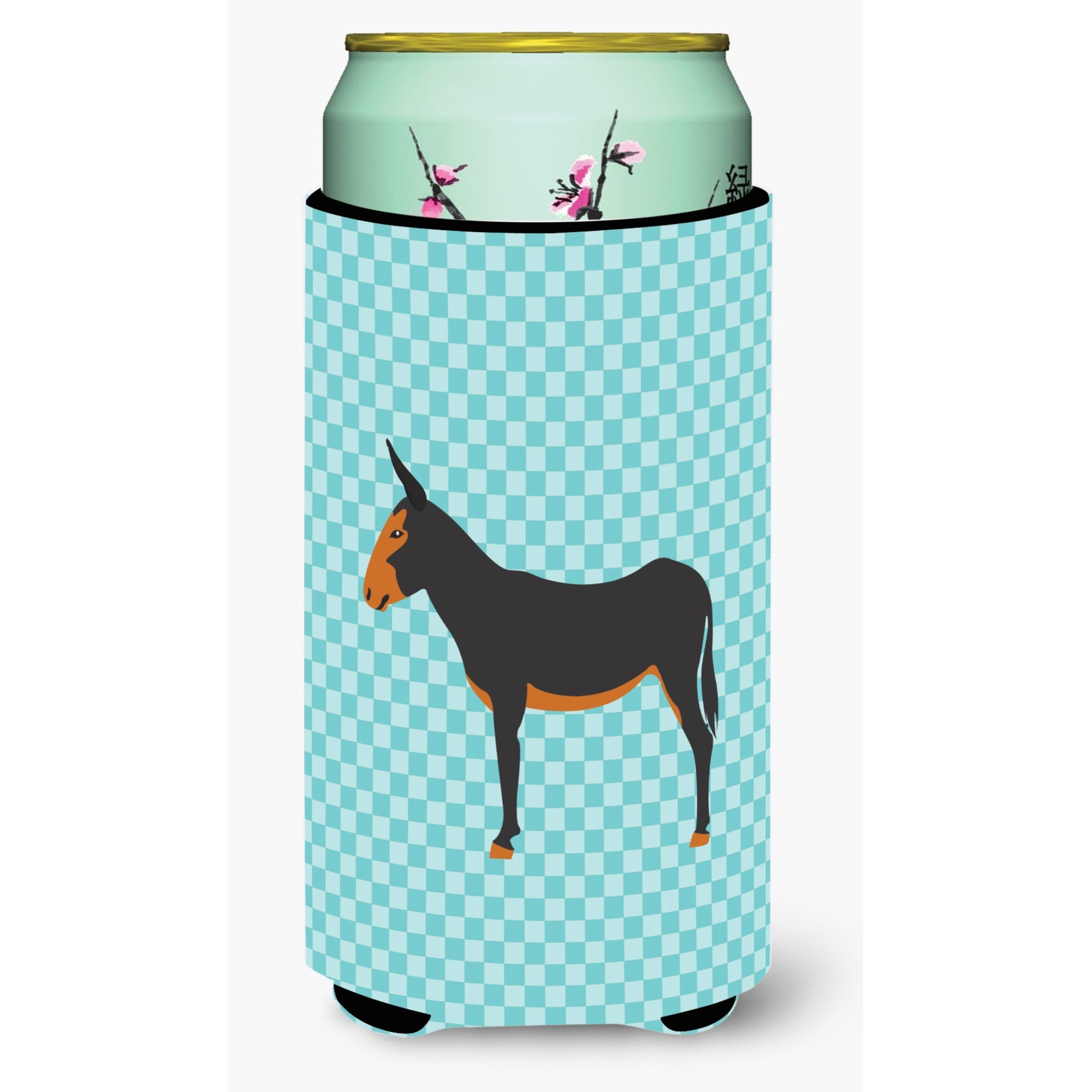 &quotCaroline's Treasures Catalan Donkey Blue Check Decorative Can Hugger, Tall Boy, Multicolor"