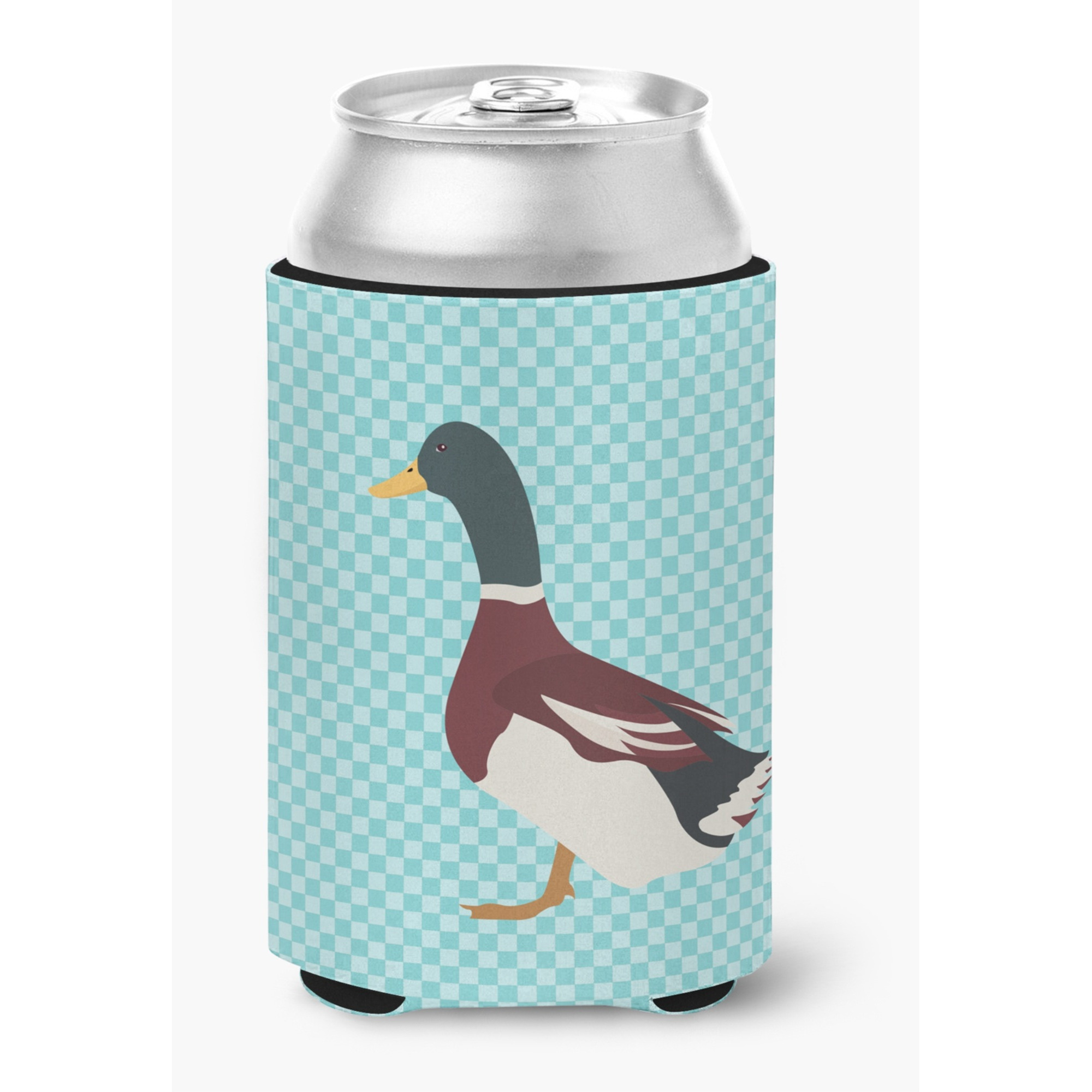 &quotCaroline's Treasures Rouen Duck Blue Check Decorative Can Hugger, Multicolor"