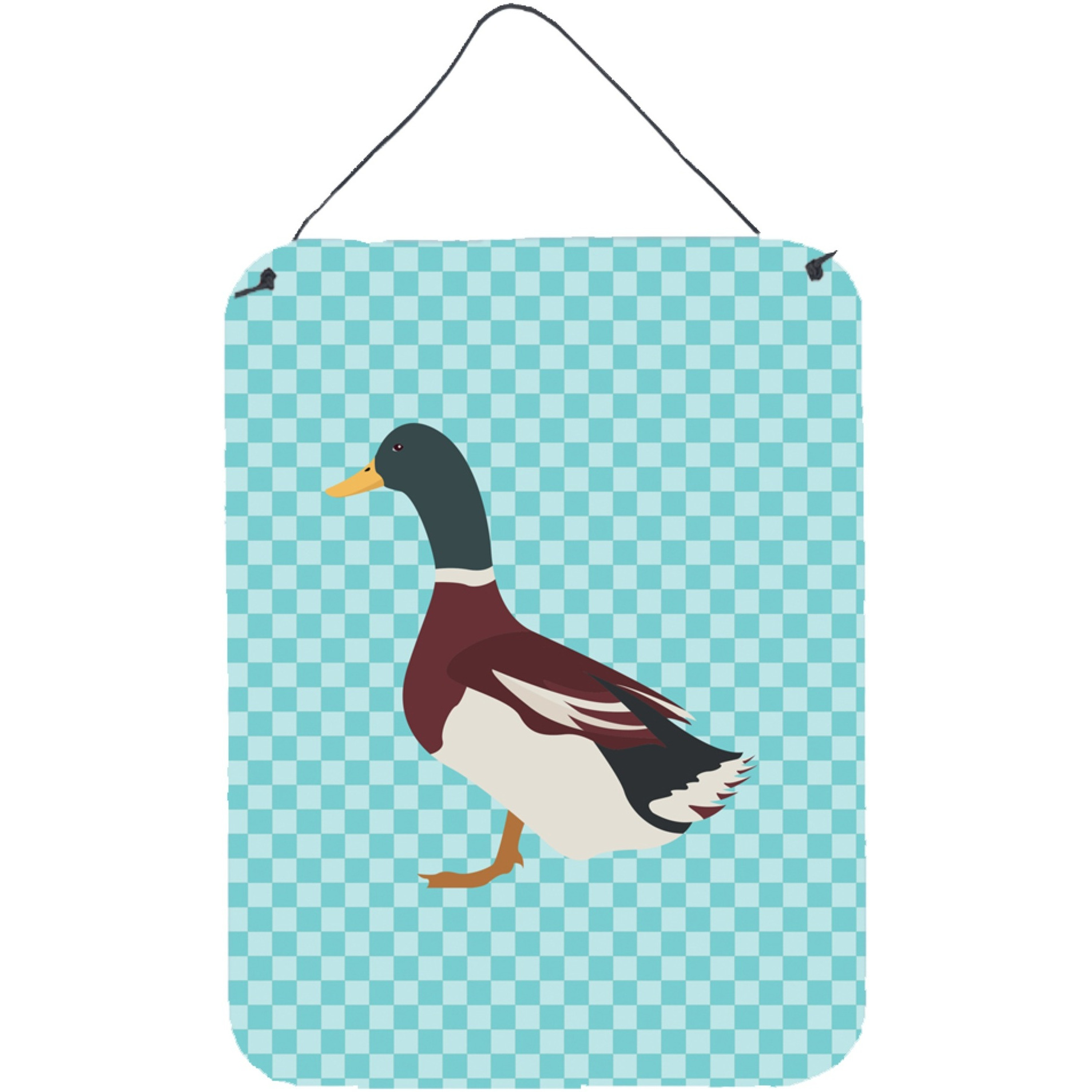 &quotCaroline's Treasures Rouen Duck Blue Check Metal Print, 16hx12w, Multicolor"