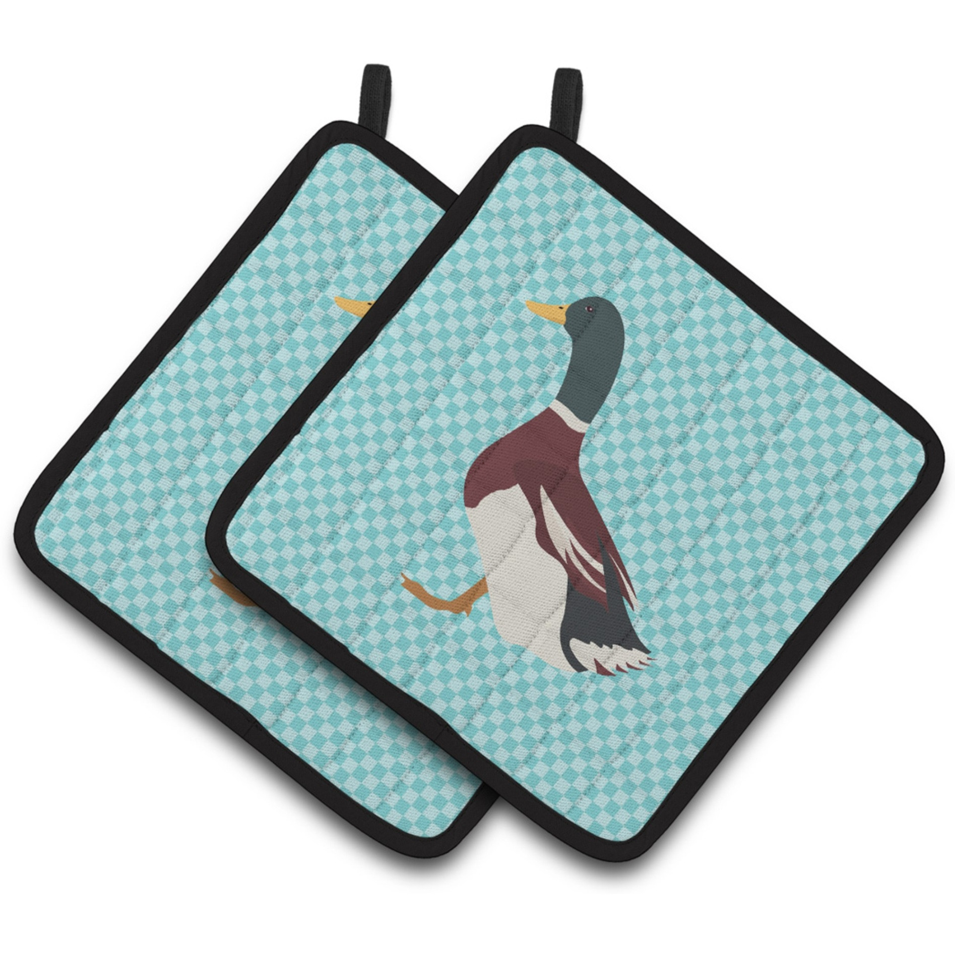 &quotCaroline's Treasures Rouen Duck Blue Check Decorated Pot Holder, 7.5"" x 7.5"""