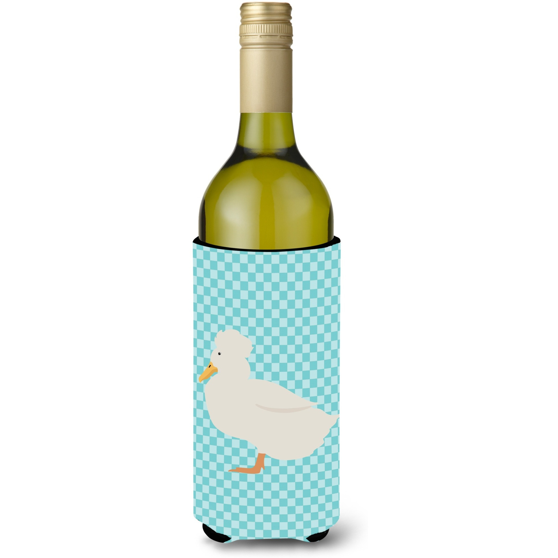 &quotCaroline's Treasures Crested Duck Blue Check Decorative Bottle Hugger, 750 ml, Multicolor"