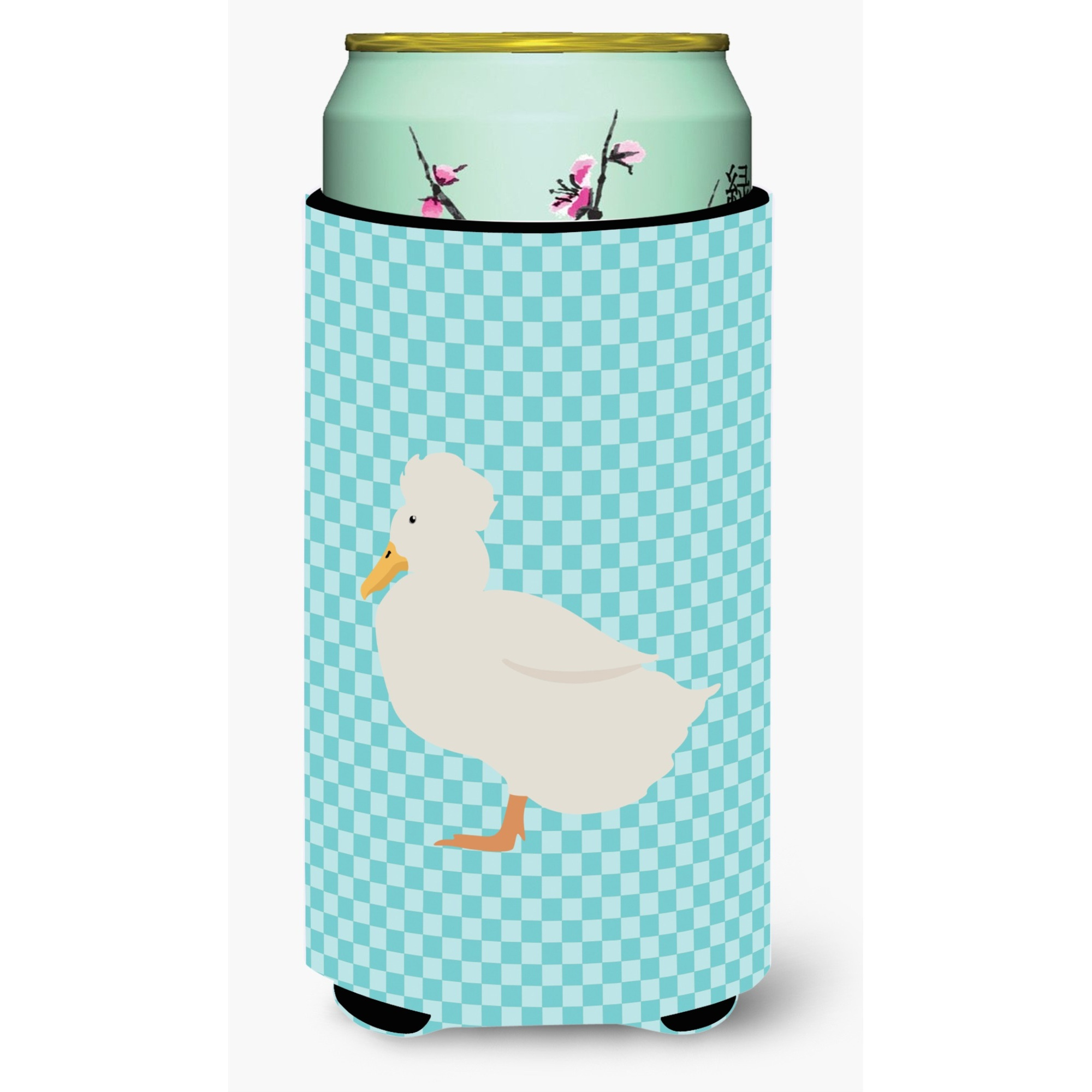&quotCaroline's Treasures Crested Duck Blue Check Decorative Can Hugger, Tall Boy, Multicolor"