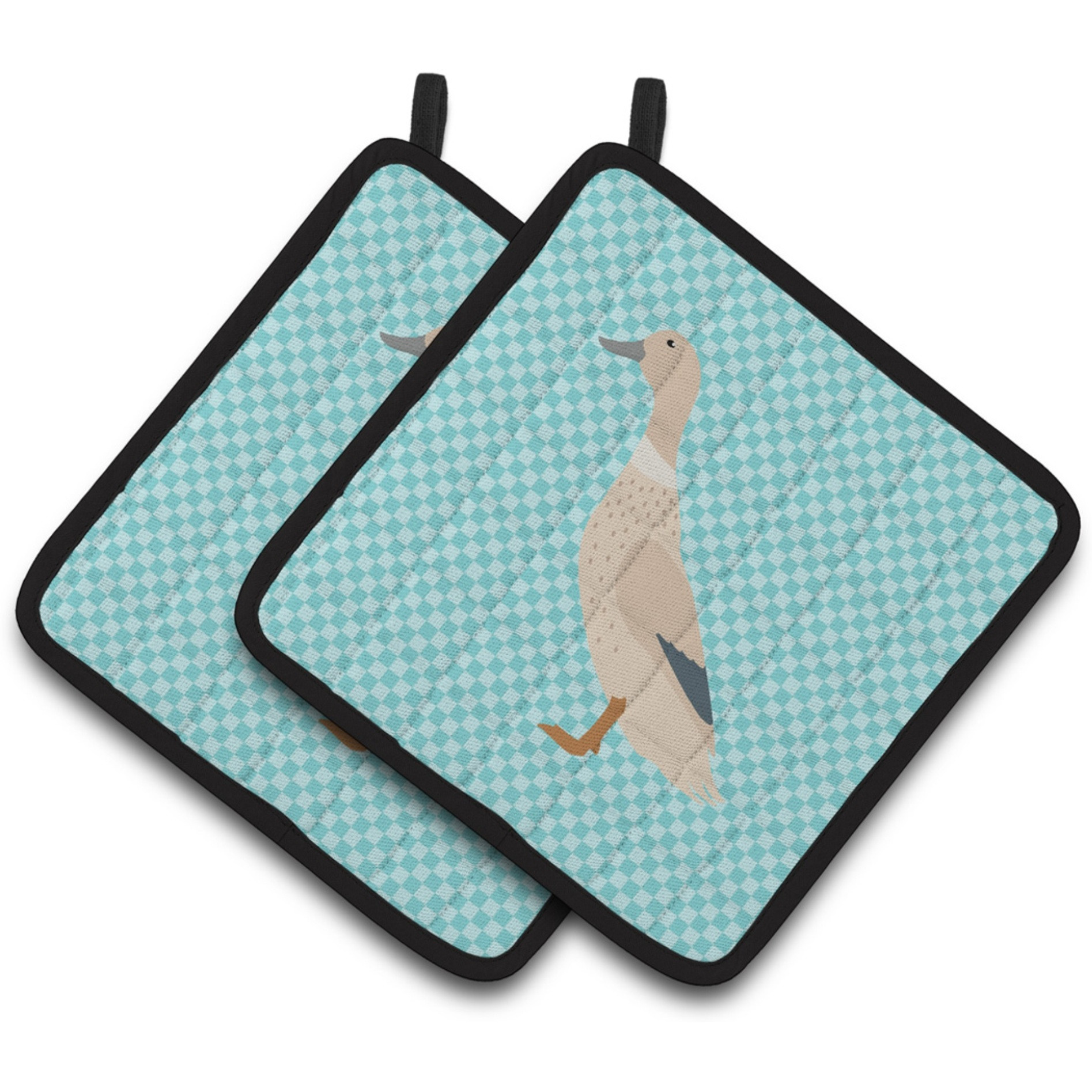 &quotCaroline's Treasures West Harlequin Duck Blue Check Decorated Pot Holder, 7.5"" x 7.5"""