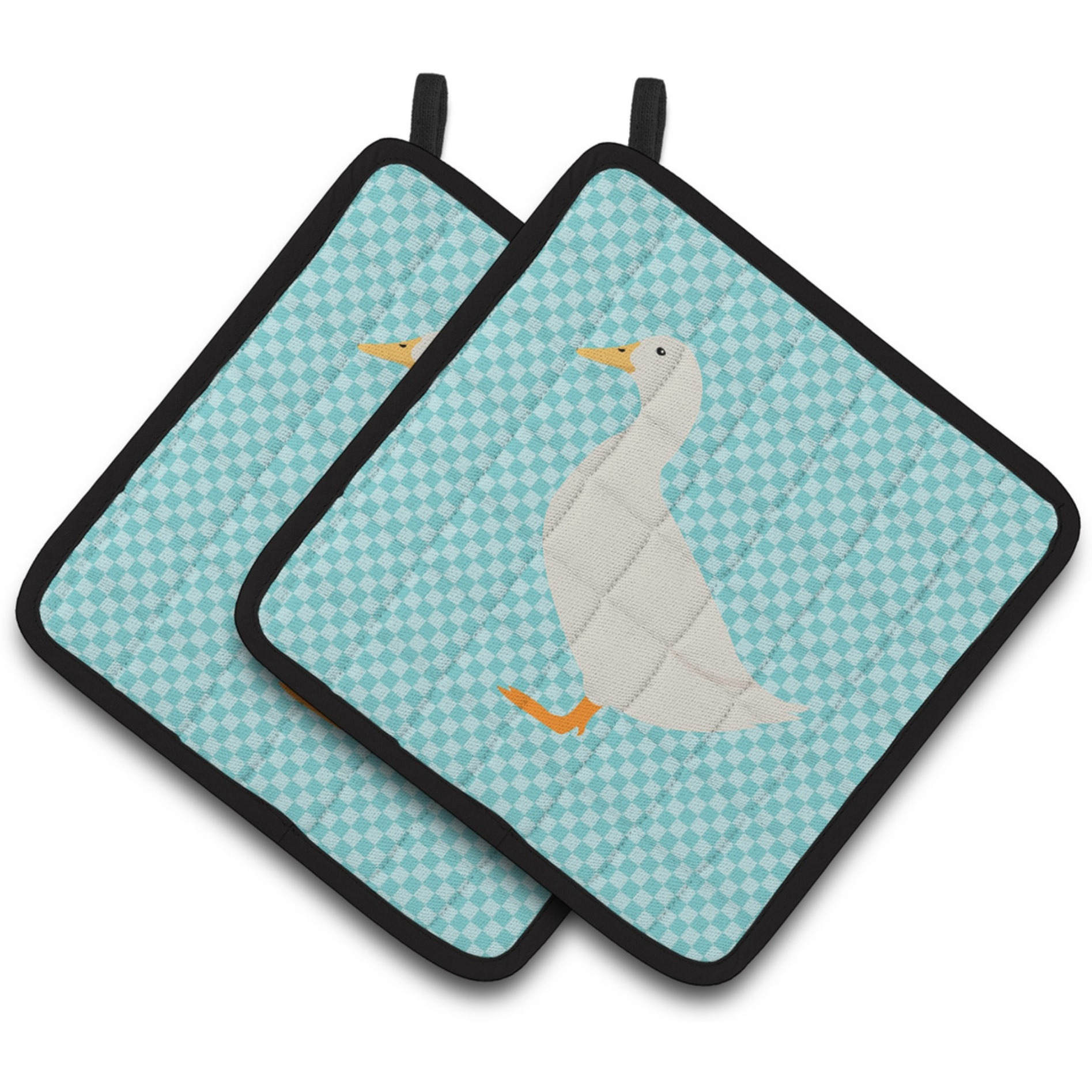 &quotCaroline's Treasures American Pekin Duck Blue Check Decorated Pot Holder, 7.5"" x 7.5"""