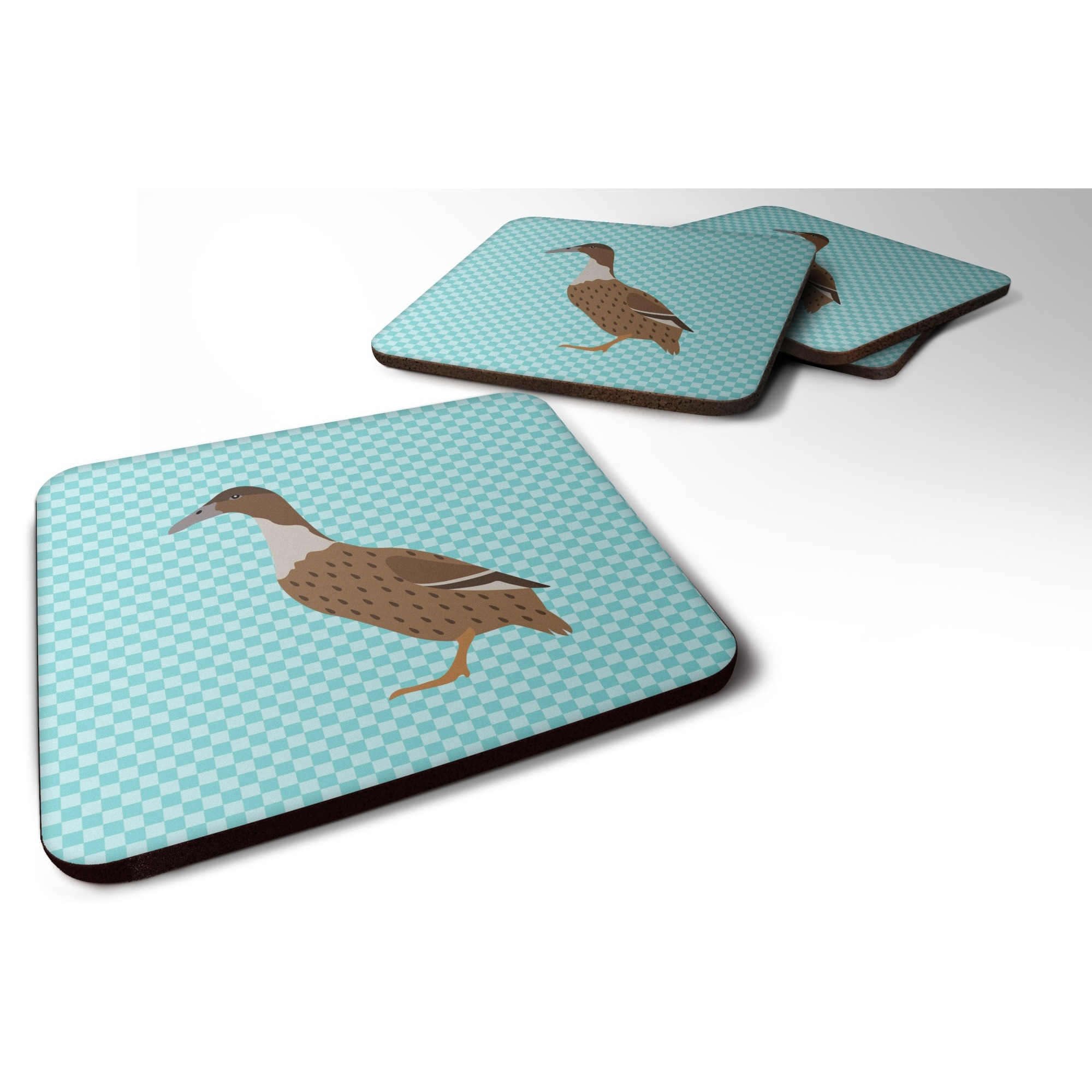 &quotCaroline's Treasures Dutch Hook Bill Duck Blue Check Decorative coasters, 3.5, Multicolor"