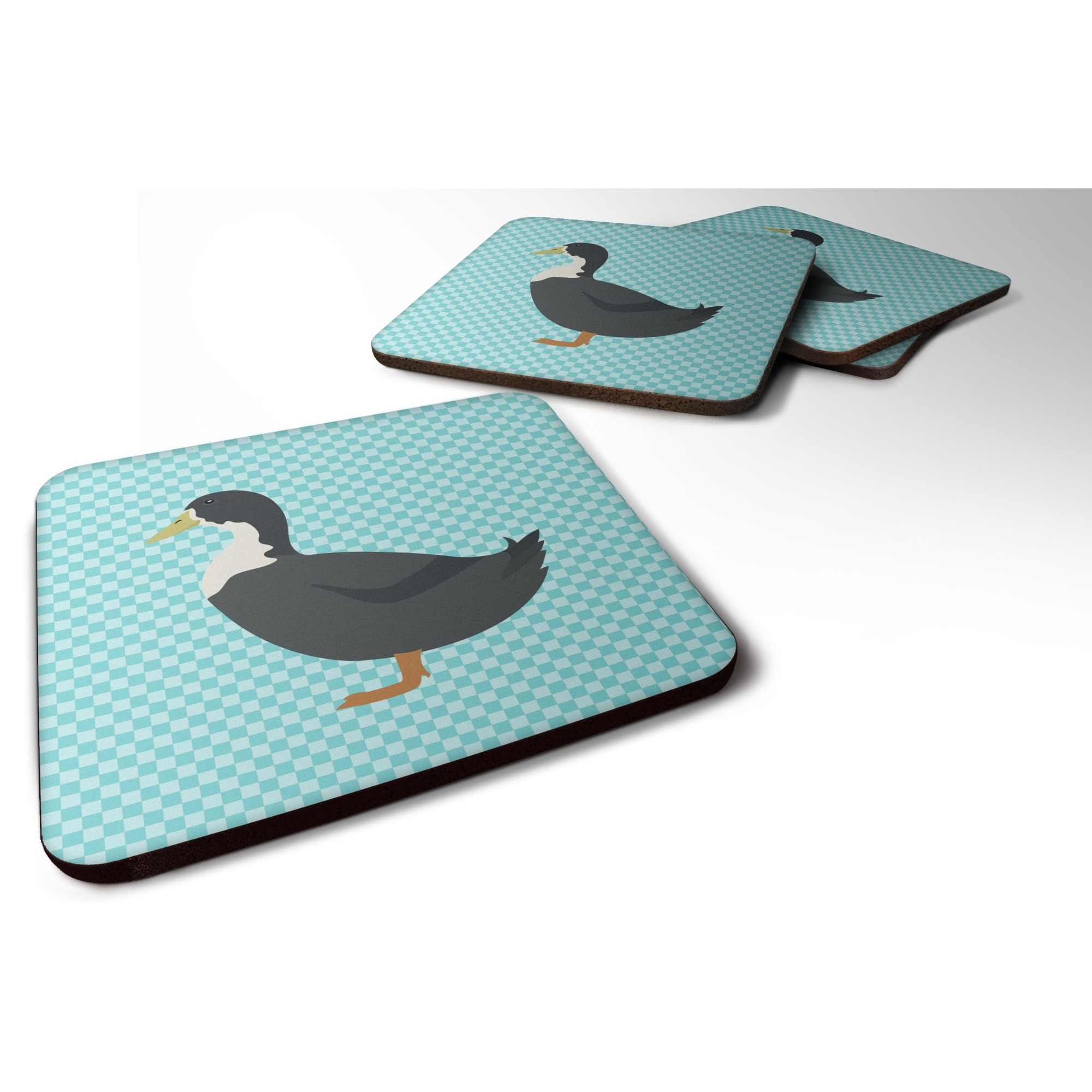 &quotCaroline's Treasures Swedish Duck Blue Check Decorative Coasters, 3.5"", Multicolor"