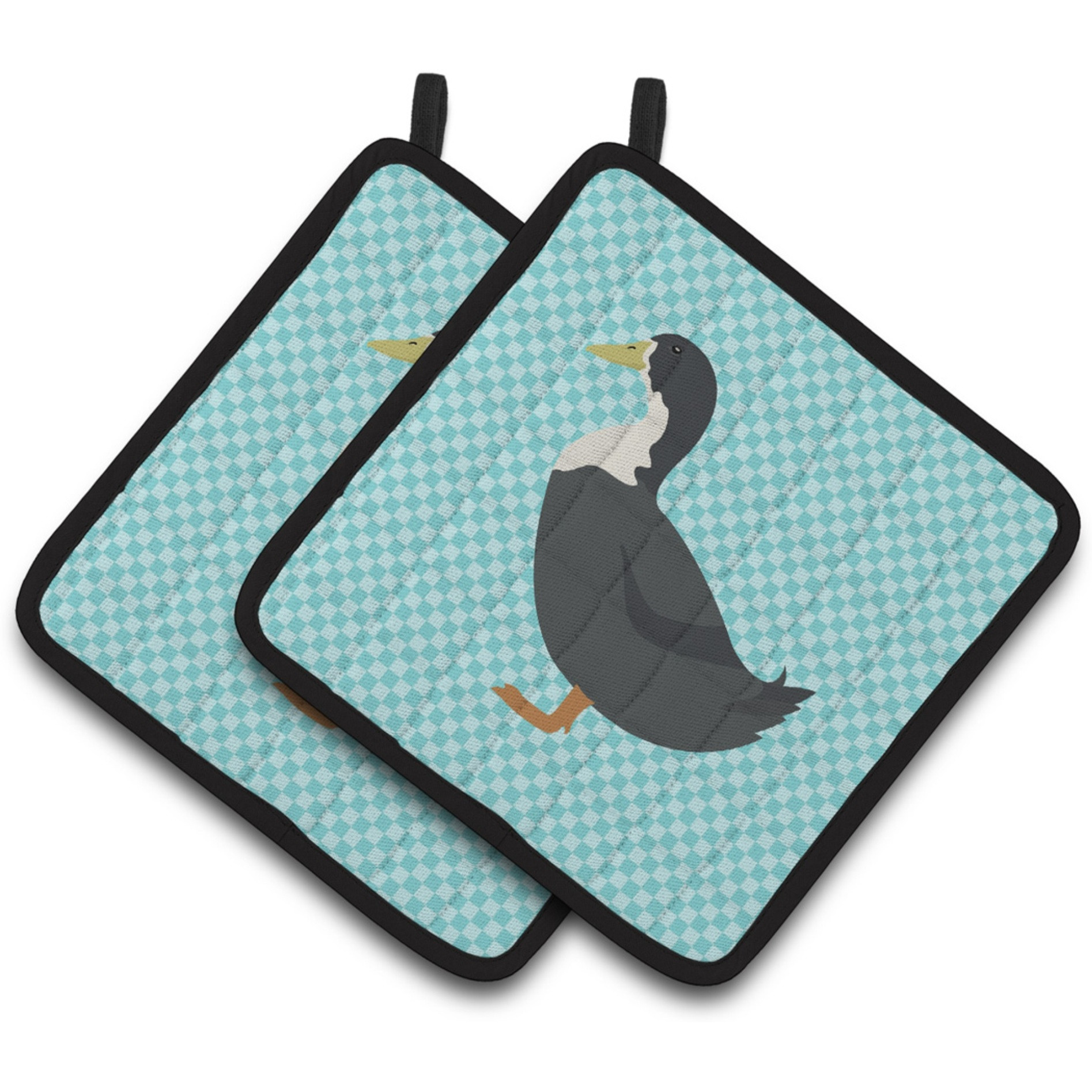 &quotCaroline's Treasures Blue Swedish Duck Check Decorated Pot Holder, 7.5"" x 7.5"""