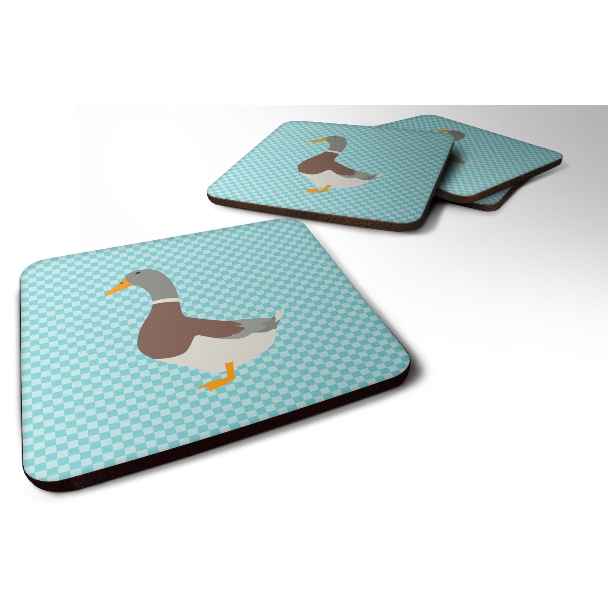 &quotCaroline's Treasures Saxony Sachsenente Duck Blue Check Decorative coasters, 3.5, Multicolor"