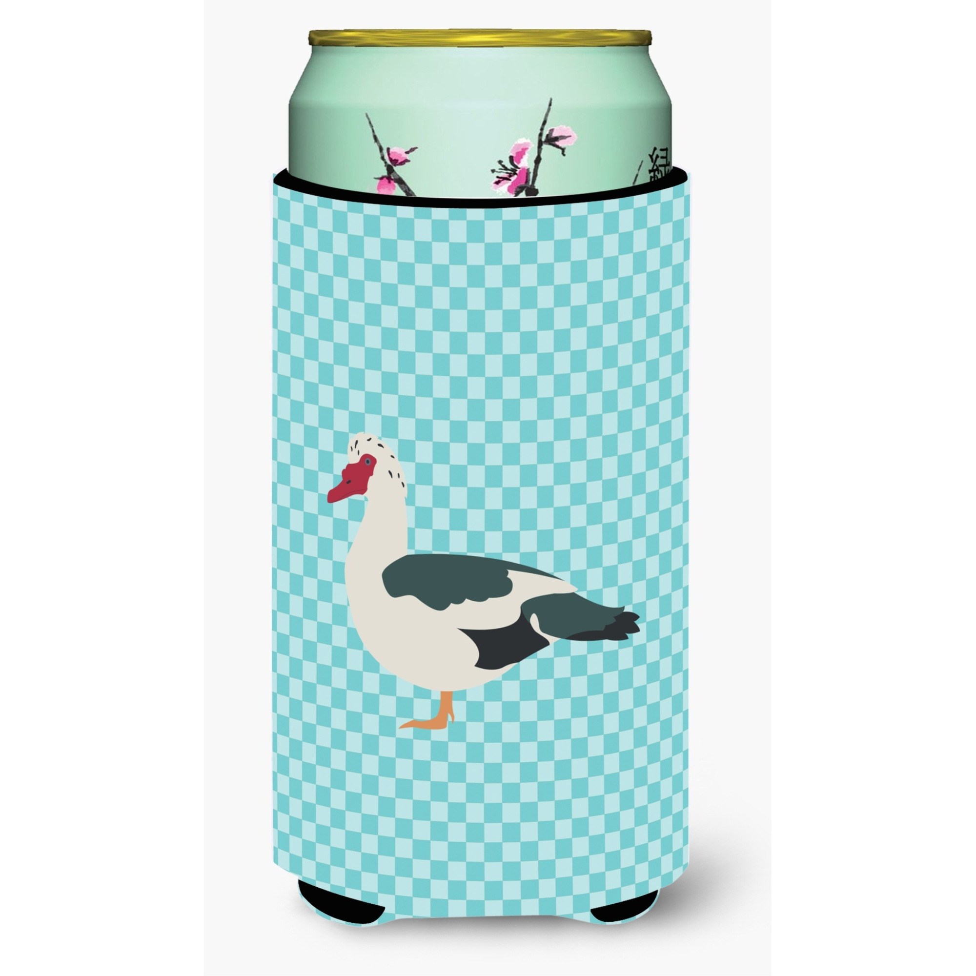 &quotCaroline's Treasures Muscovy Duck Blue Check Decorative Can Hugger, Tall Boy, Multicolor&quot