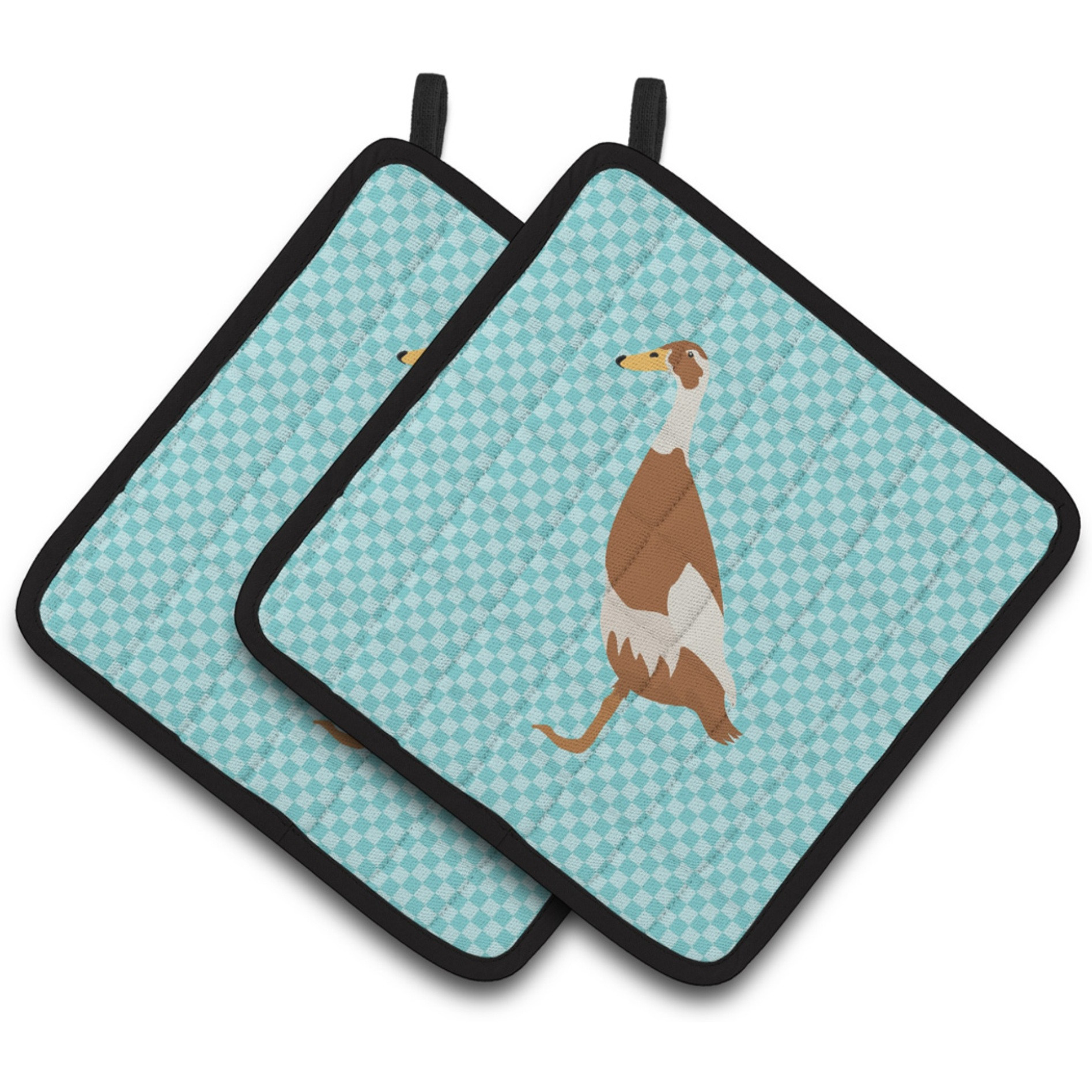 &quotCaroline's Treasures Indian Runner Duck Blue Check Decorated Pot Holder, 7.5"" x 7.5"""