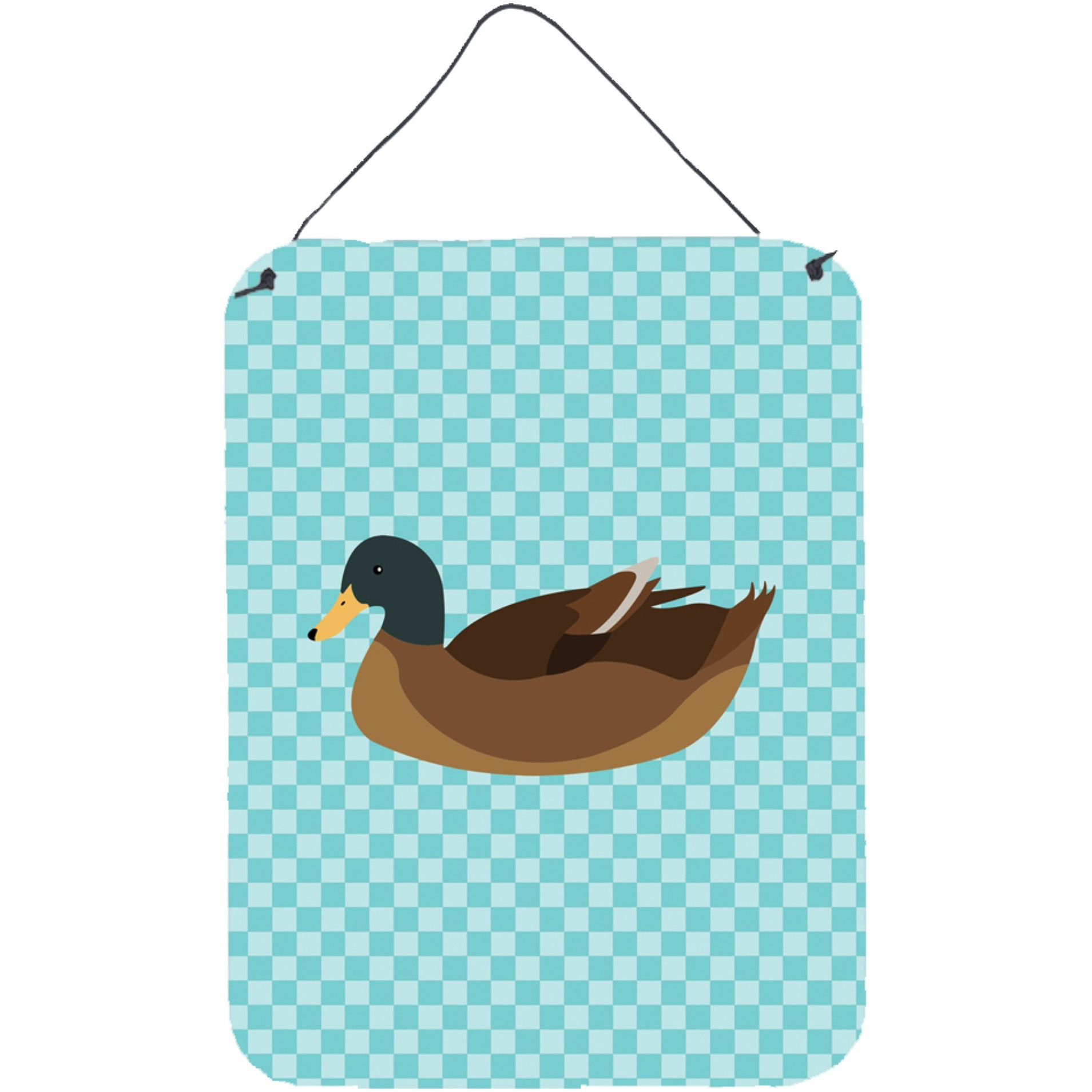 &quotCaroline's Treasures Khaki Campbell Duck Blue Check Metal Print, 16hx12w, Multicolor"