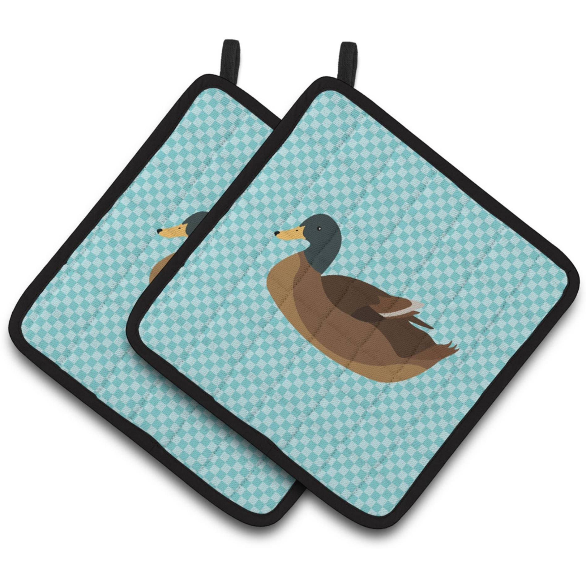 &quotCaroline's Treasures Khaki Campbell Duck Blue Check Decorated Pot Holder, 7.5"" x 7.5"""