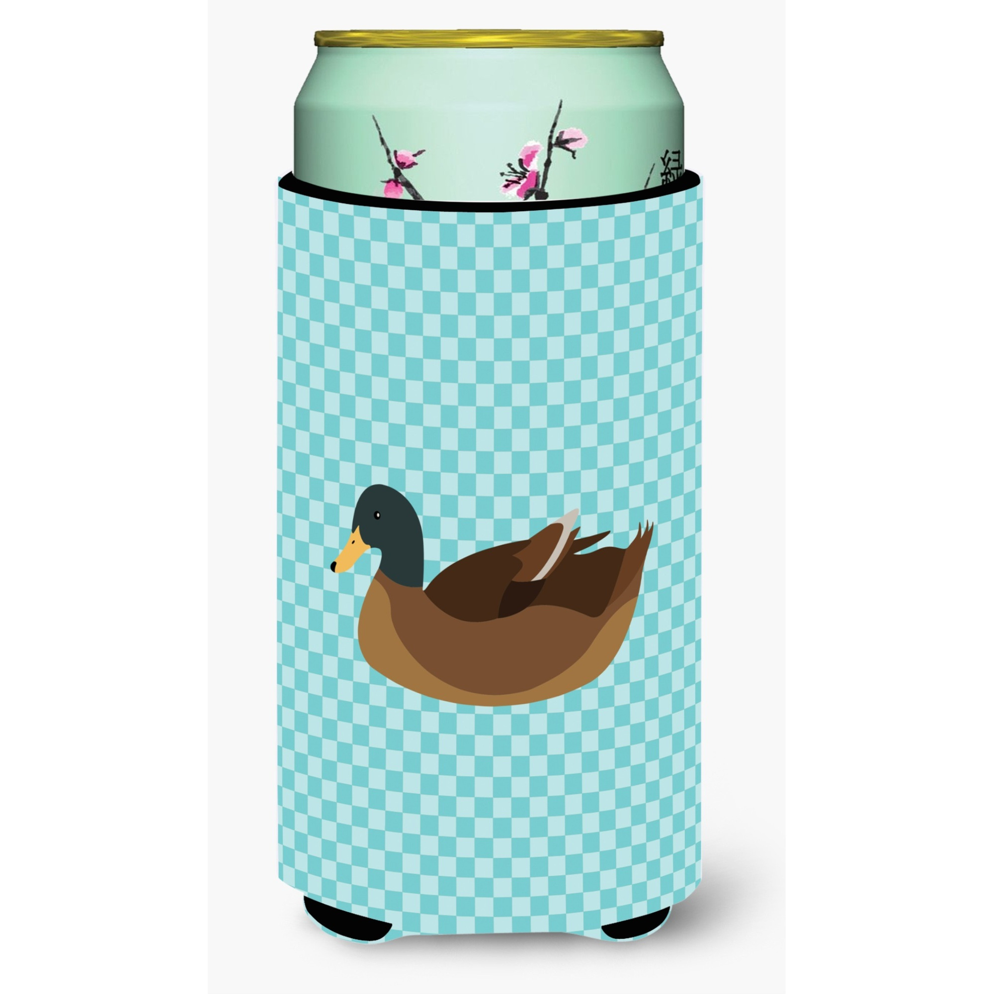 &quotCaroline's Treasures Khaki Campbell Duck Blue Check Decorative Can Hugger, Tall Boy, Multicolor"