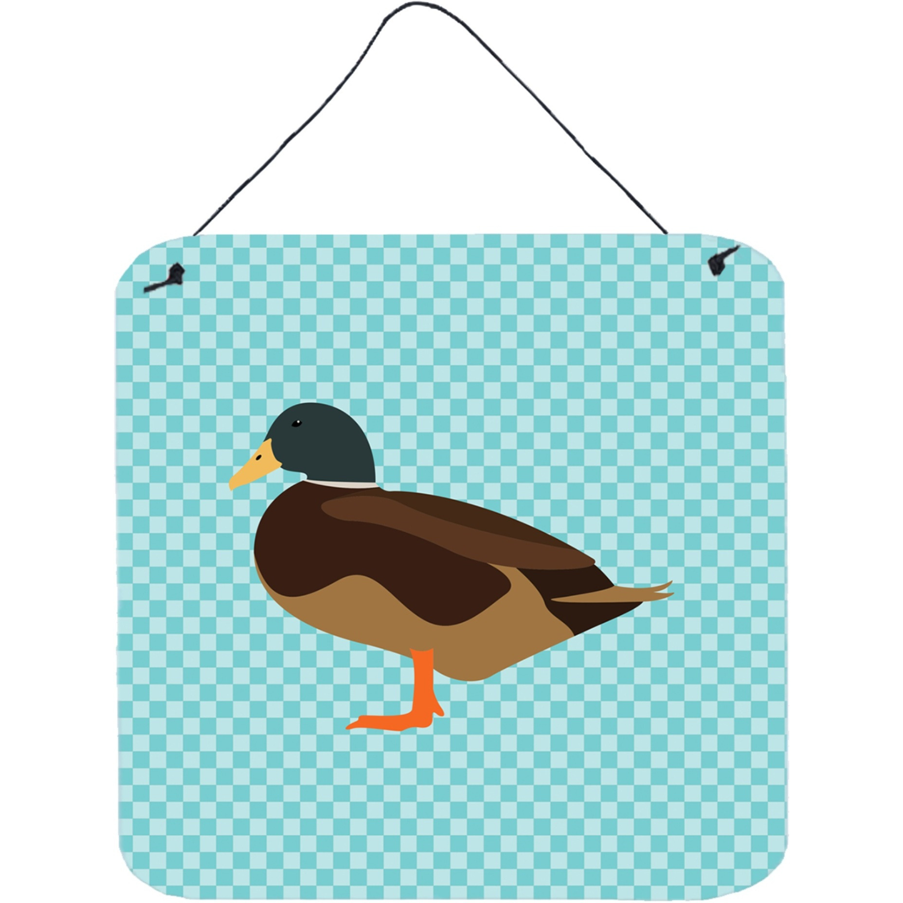 &quotCaroline's Treasures Blue Silver Bantam Duck Check Metal Print, 6hx6w"