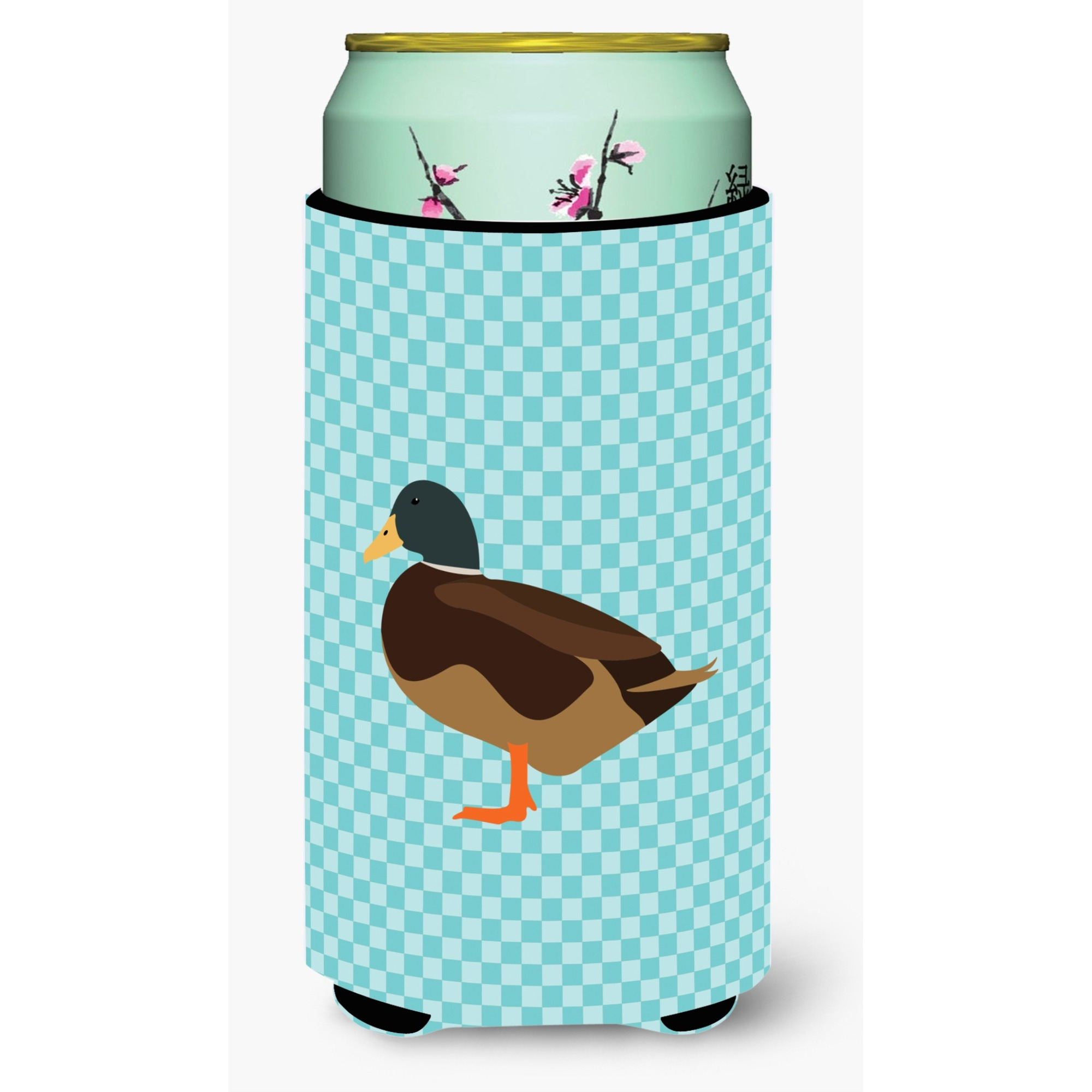 &quotCaroline's Treasures Silver Bantam Duck Blue Check Decorative Can Hugger, Tall Boy, Multicolor"