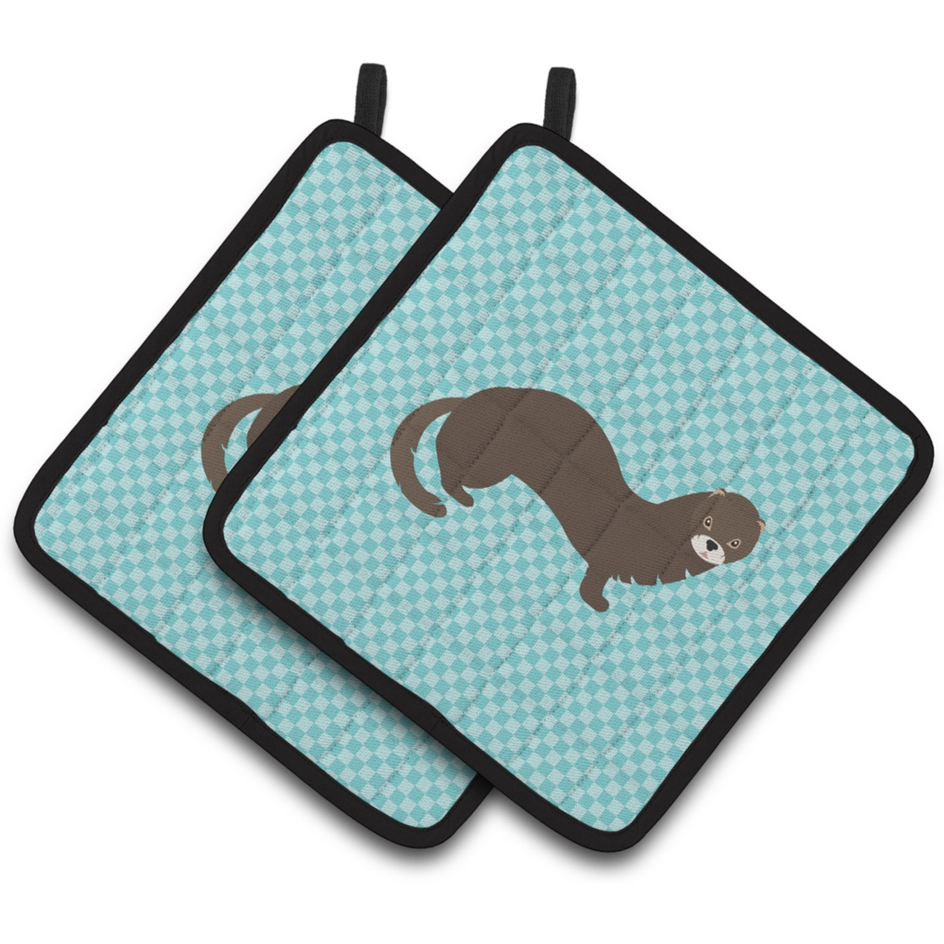 &quotCaroline's Treasures Russian or European Mink Blue Check Decorated Pot Holder, 7.5"" x 7.5"""
