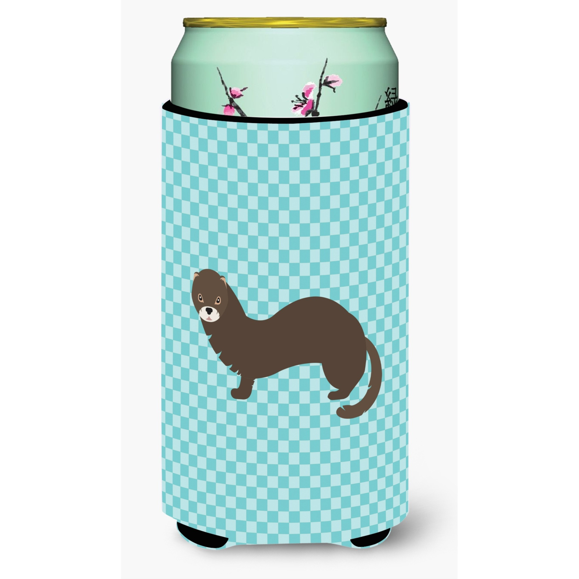 &quotCaroline's Treasures Russian or European Mink Blue Check Decorative Can Hugger, Tall Boy, Multicolor"