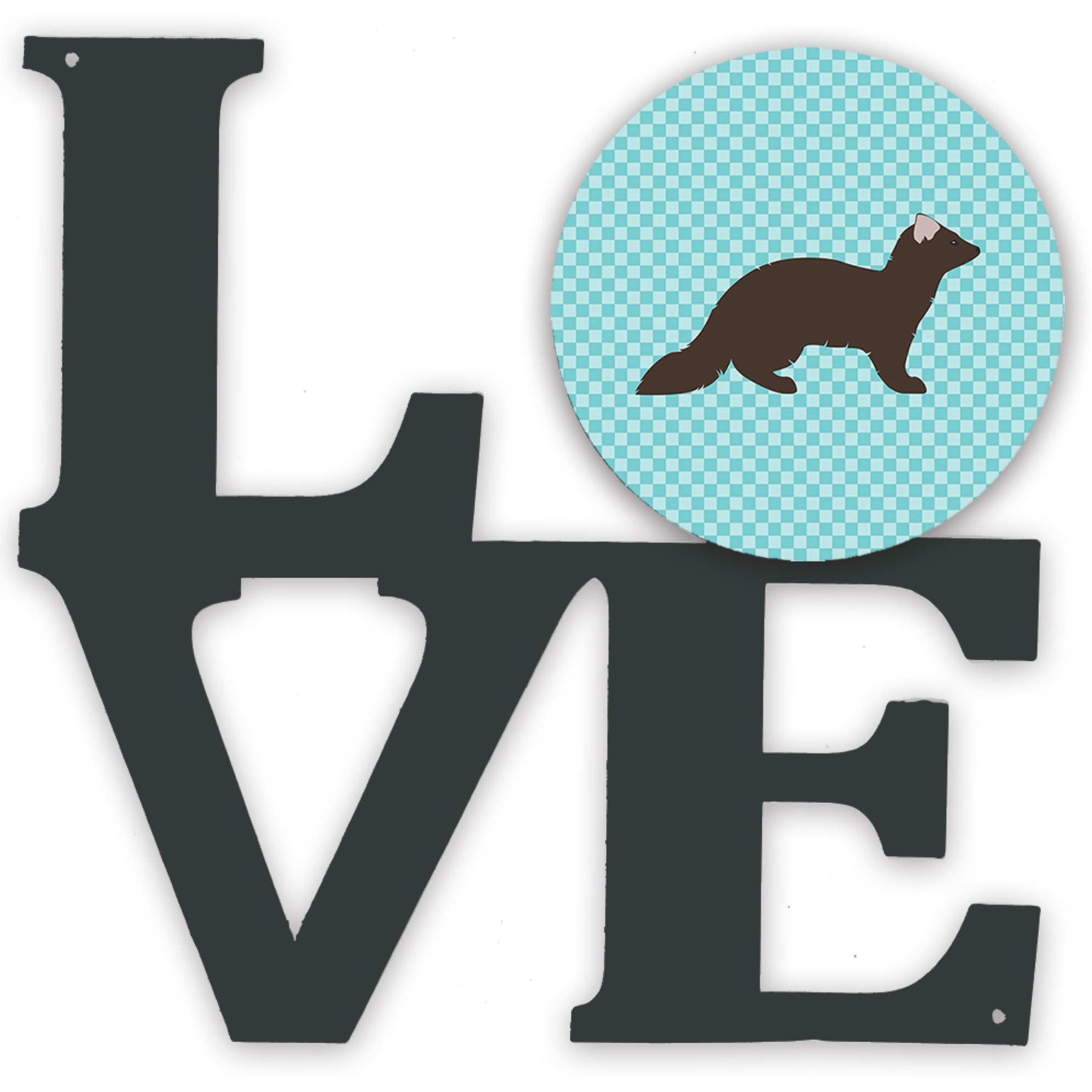 &quotCaroline's Treasures Sable Marten Blue Check Metal Artwork Love wall-decor, Multicolor"