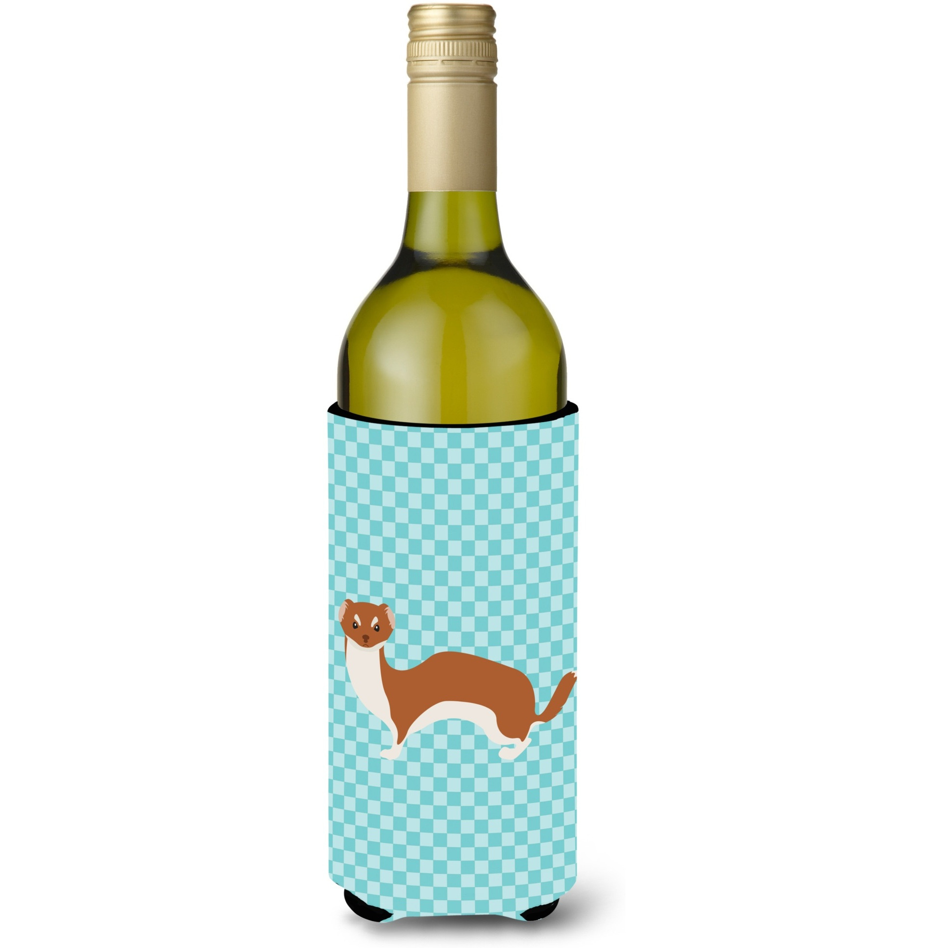 &quotCaroline's Treasures Weasel Blue Check Decorative Bottle Hugger, 750 ml, Multicolor"
