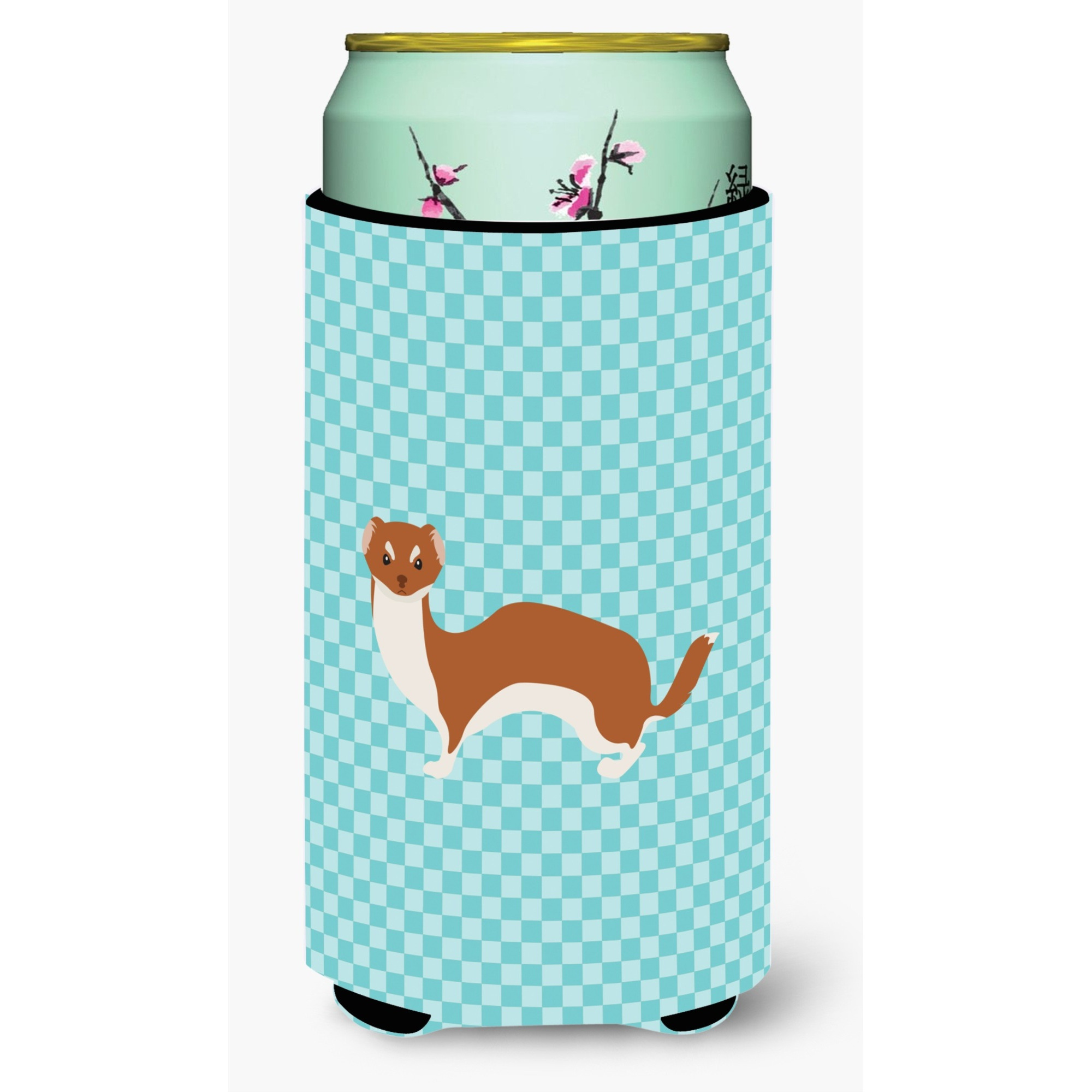 &quotCaroline's Treasures Weasel Blue Check Decorative Can Hugger, Tall Boy, Multicolor"