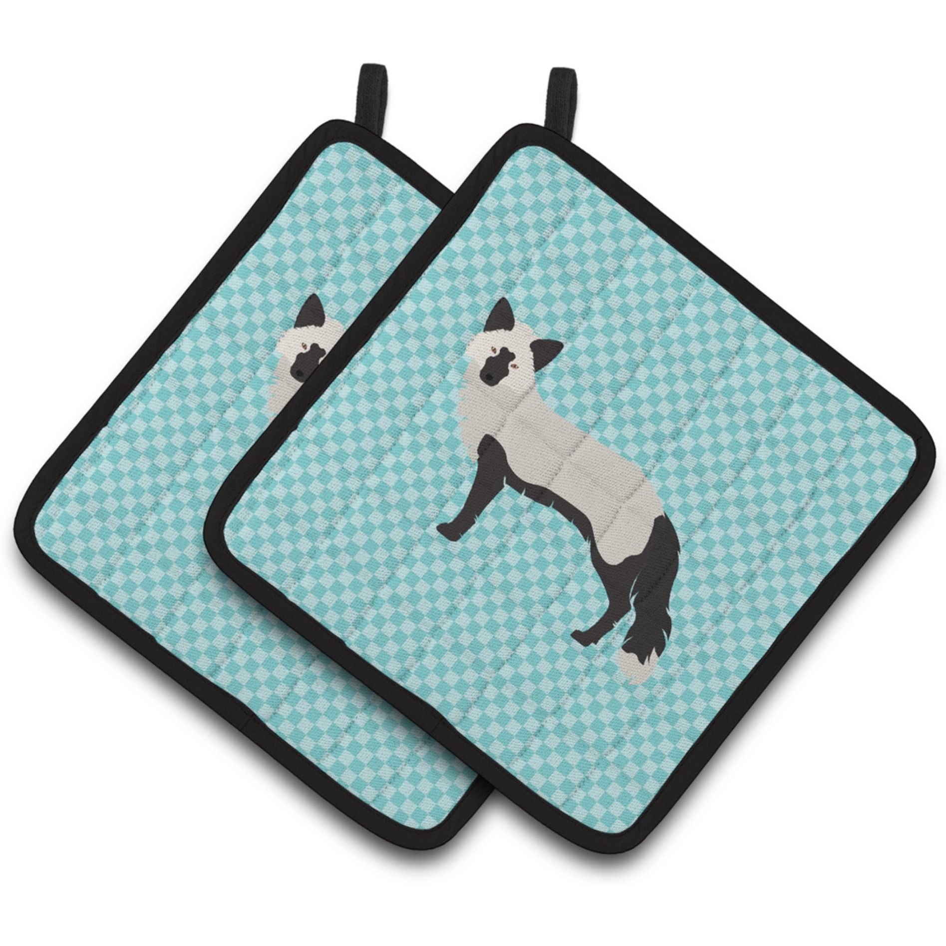 &quotCaroline's Treasures Silver Fox Blue Check Decorated Pot Holder, 7.5"" x 7.5"""