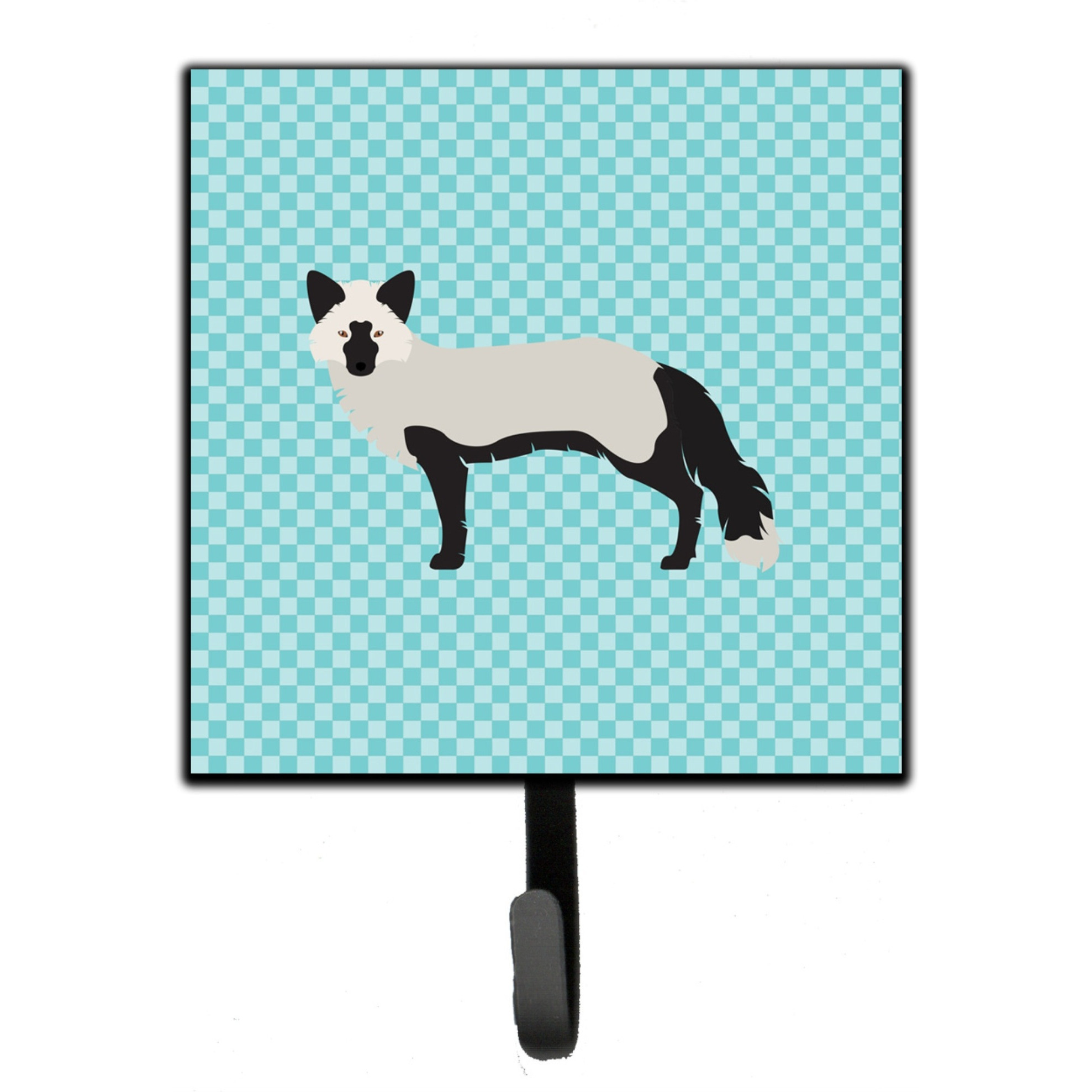 &quotCaroline's Treasures Silver Fox Blue Check Wall Hook, Small, Multicolor"