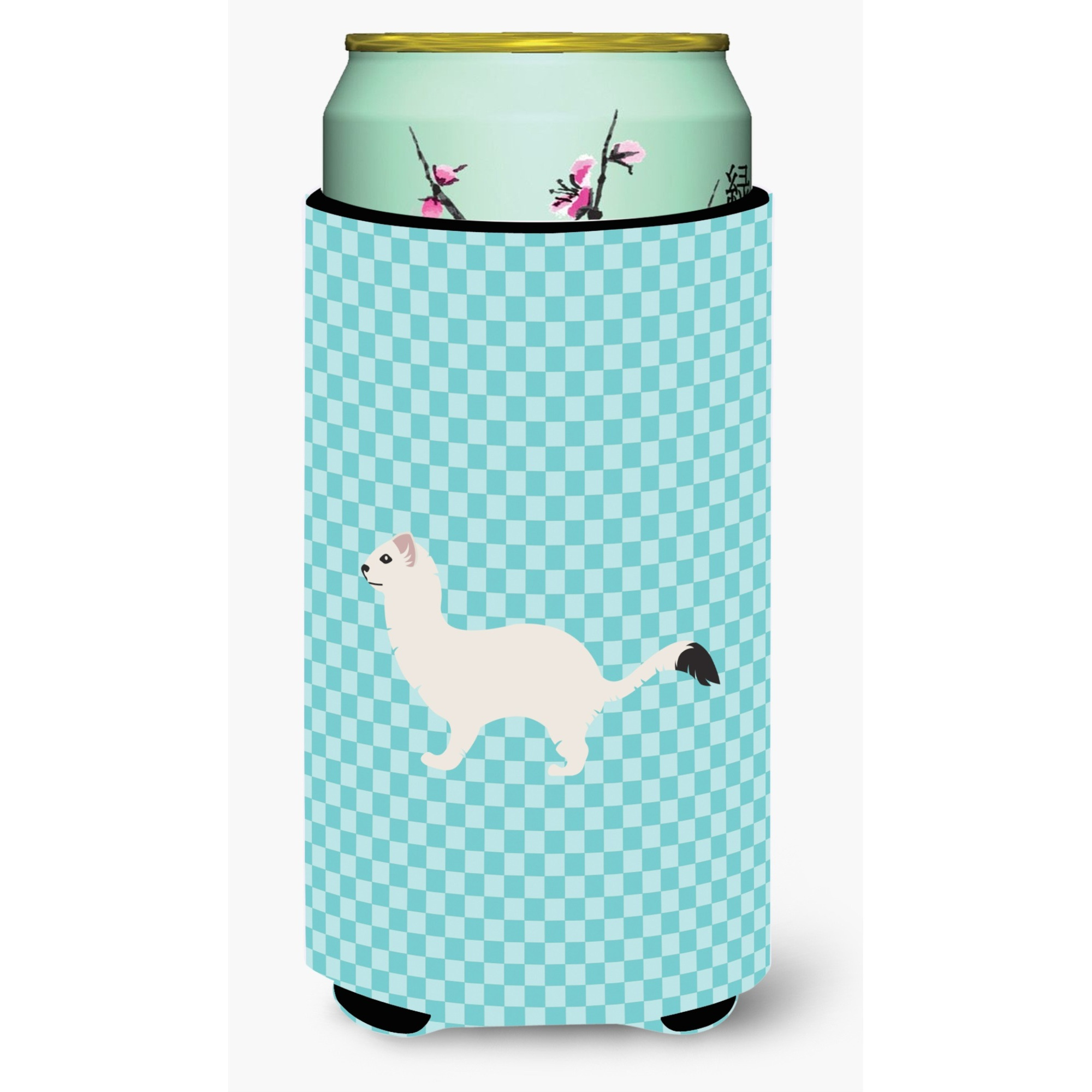 &quotCaroline's Treasures Stoat Short-tailed Weasel Blue Check Decorative Can Hugger, Tall Boy, Multicolor"