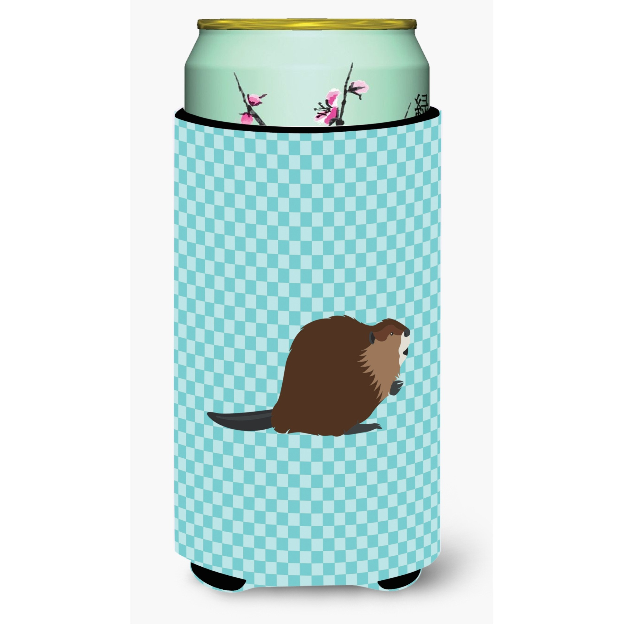 &quotCaroline's Treasures Eurasian Beaver Blue Check Decorative Can Hugger, Tall Boy, Multicolor"