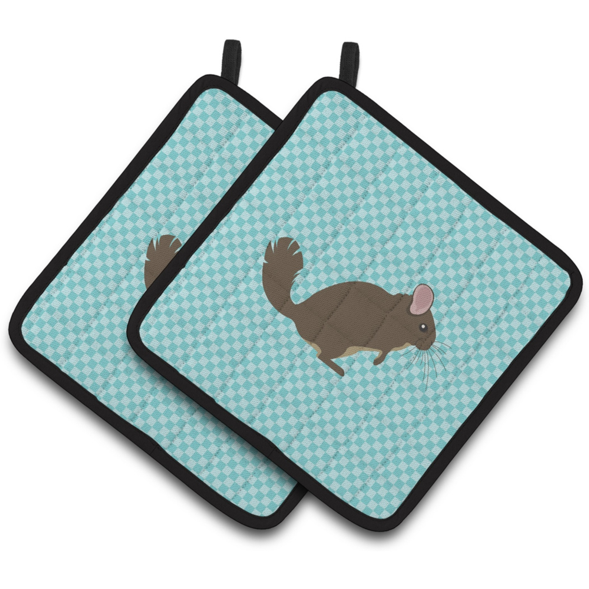 &quotCaroline's Treasures Chinchilla Blue Check Decorated Pot Holder, 7.5"" x 7.5"""