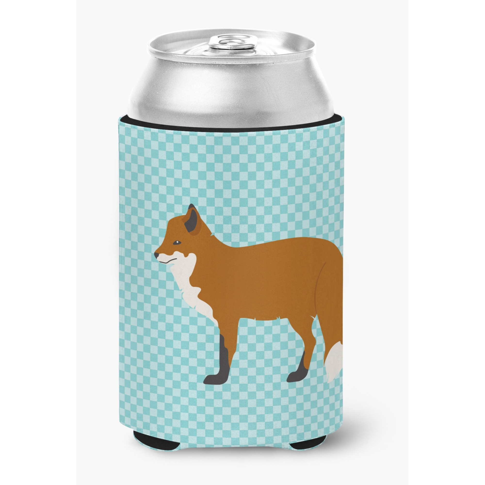 &quotCaroline's Treasures Red Fox Blue Check Decorative Can Hugger, Multicolor"