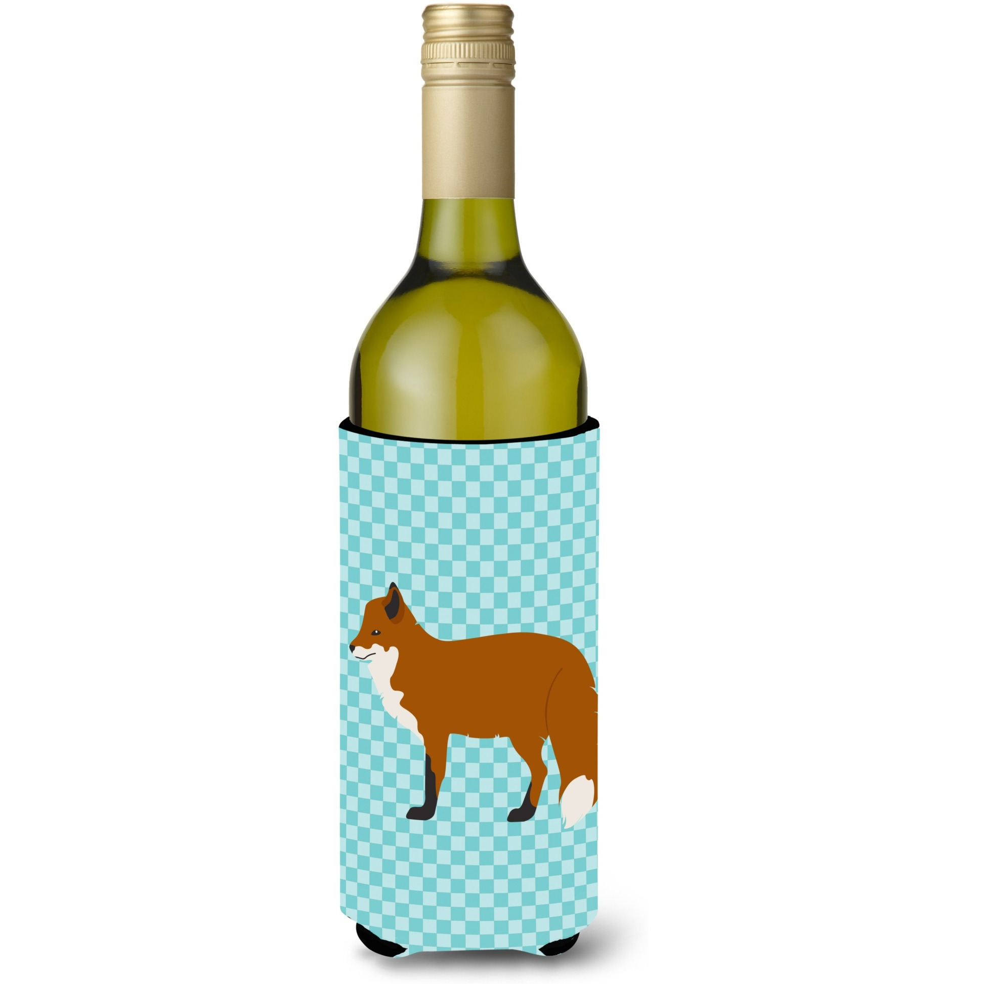 &quotCaroline's Treasures Red Fox Blue Check Decorative Bottle Hugger, 750 ml, Multicolor"