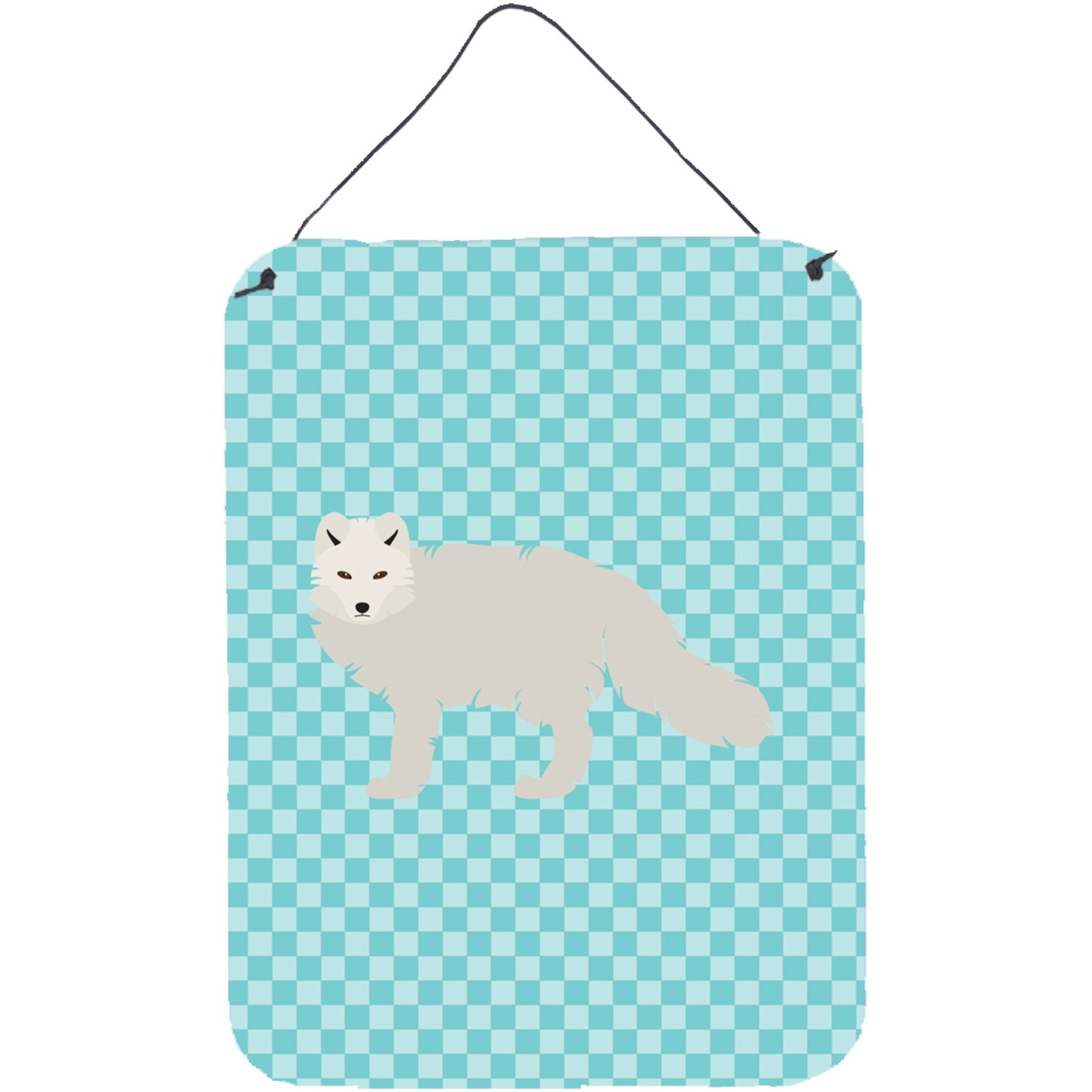 &quotCaroline's Treasures White Arctic Fox Blue Check Metal Print, 16hx12w, Multicolor"